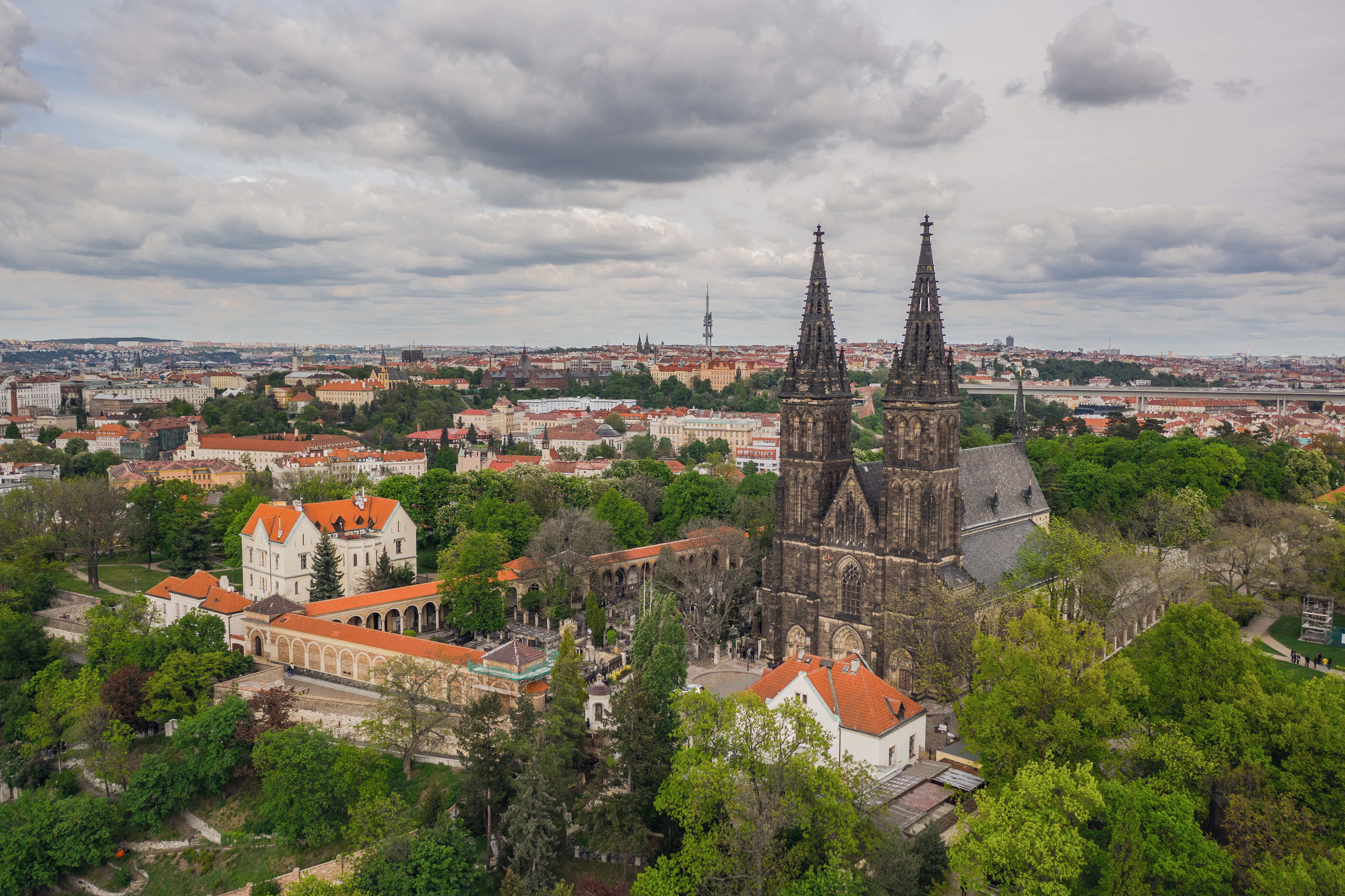 Aerial view of Cathedral of St. Peter and Paul, Vysehrad