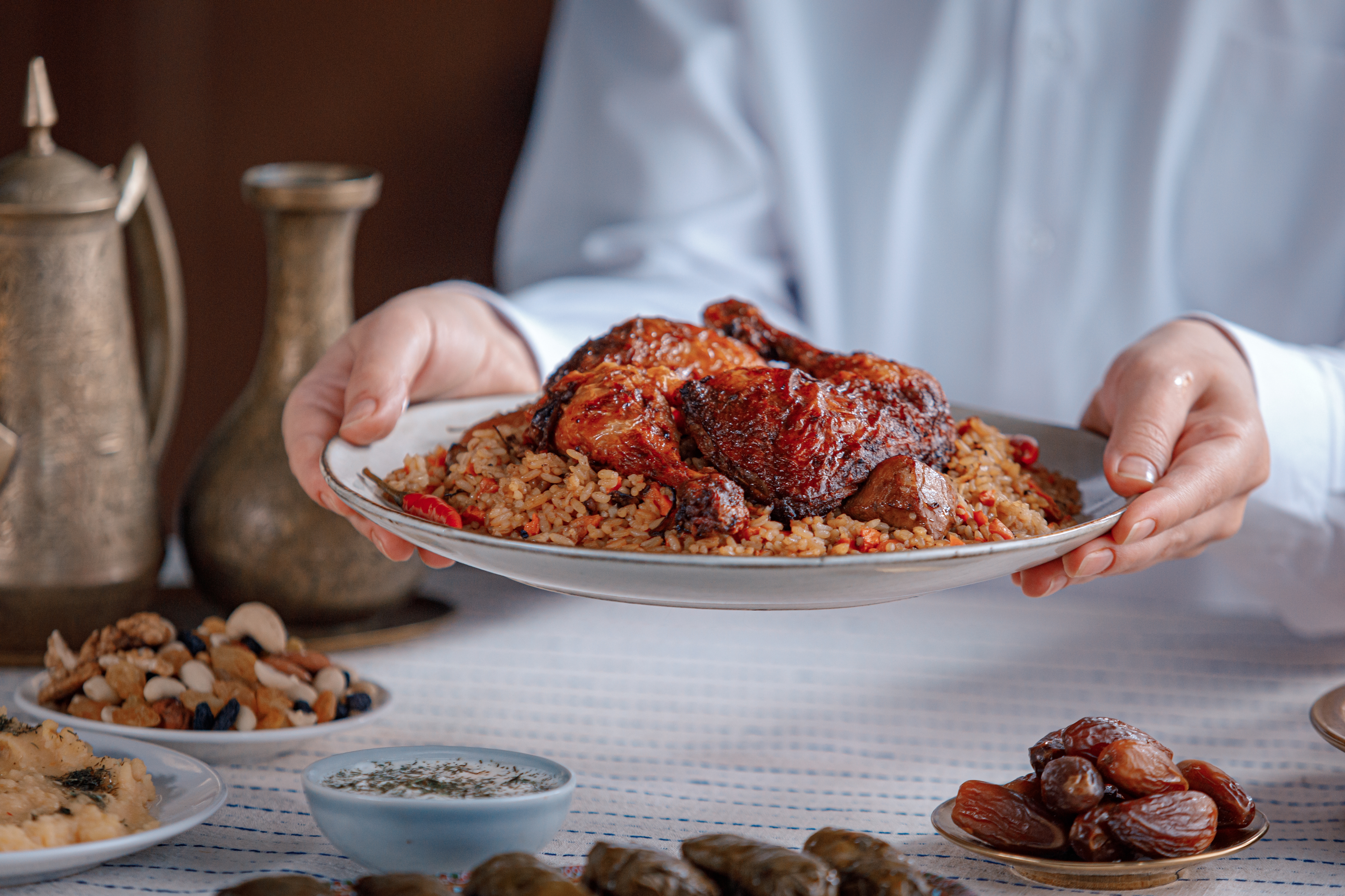 Kabsa close-up, rice and meat dish, saudi arabia national traditional food
