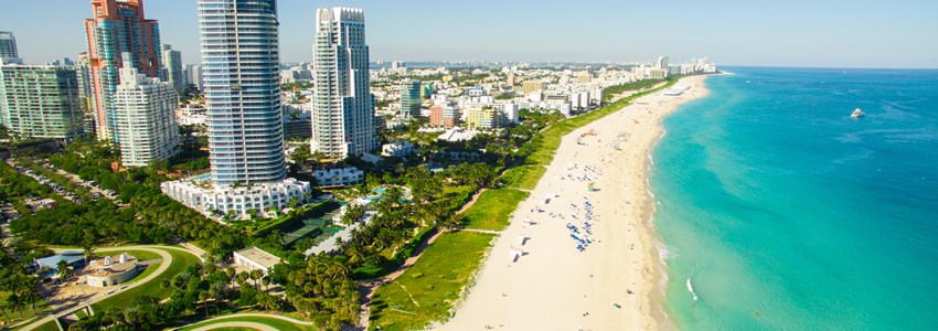 Miami skyline and beach