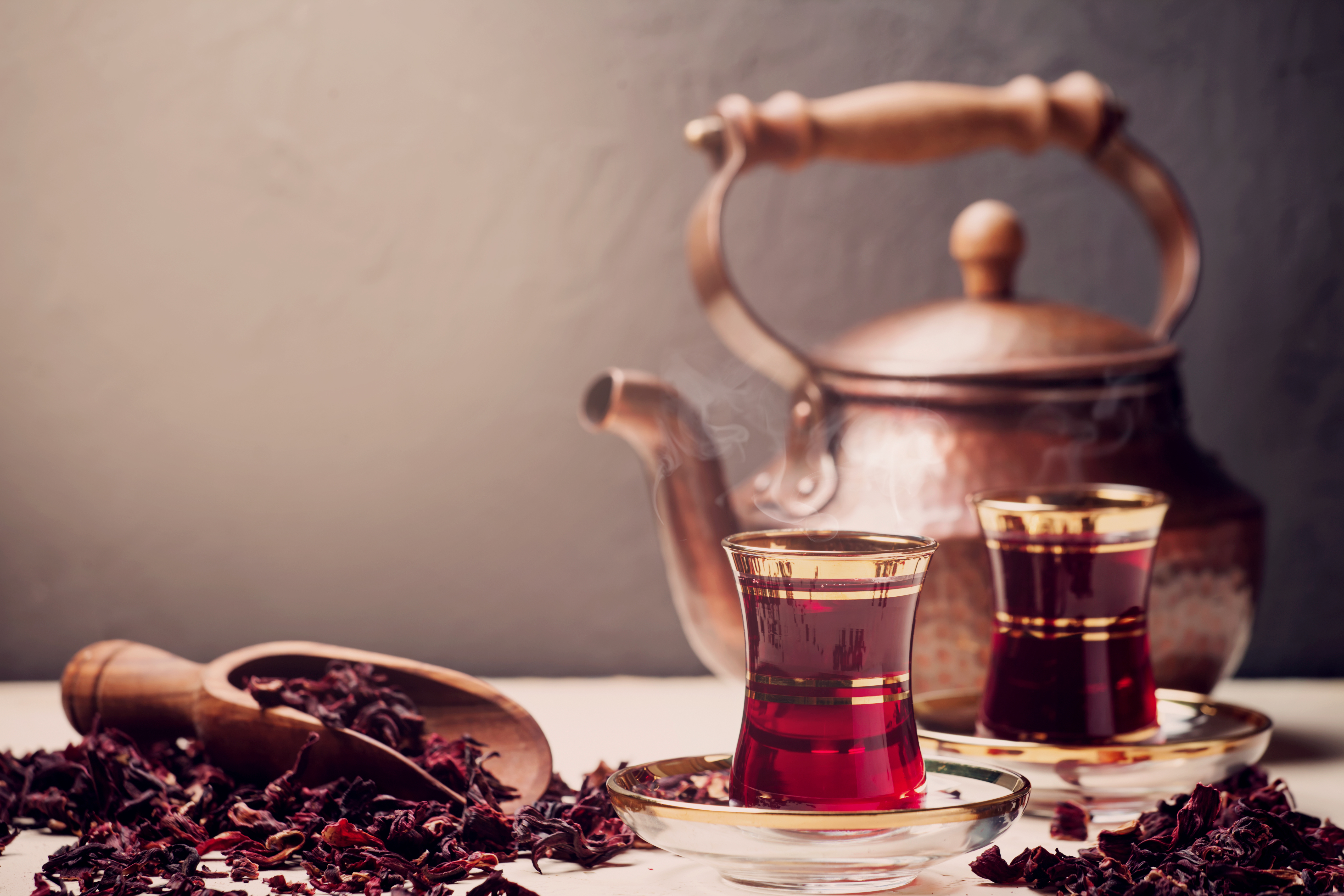 Red Hibiscus tea in turkish style