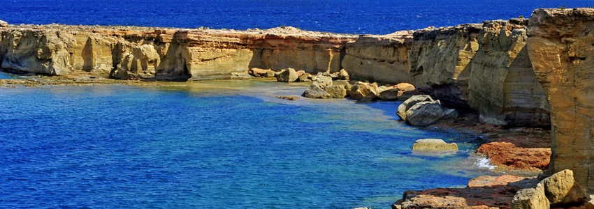 view of Punta de Sa Pedrera coast in Formentera, Balearic Islands, Spain