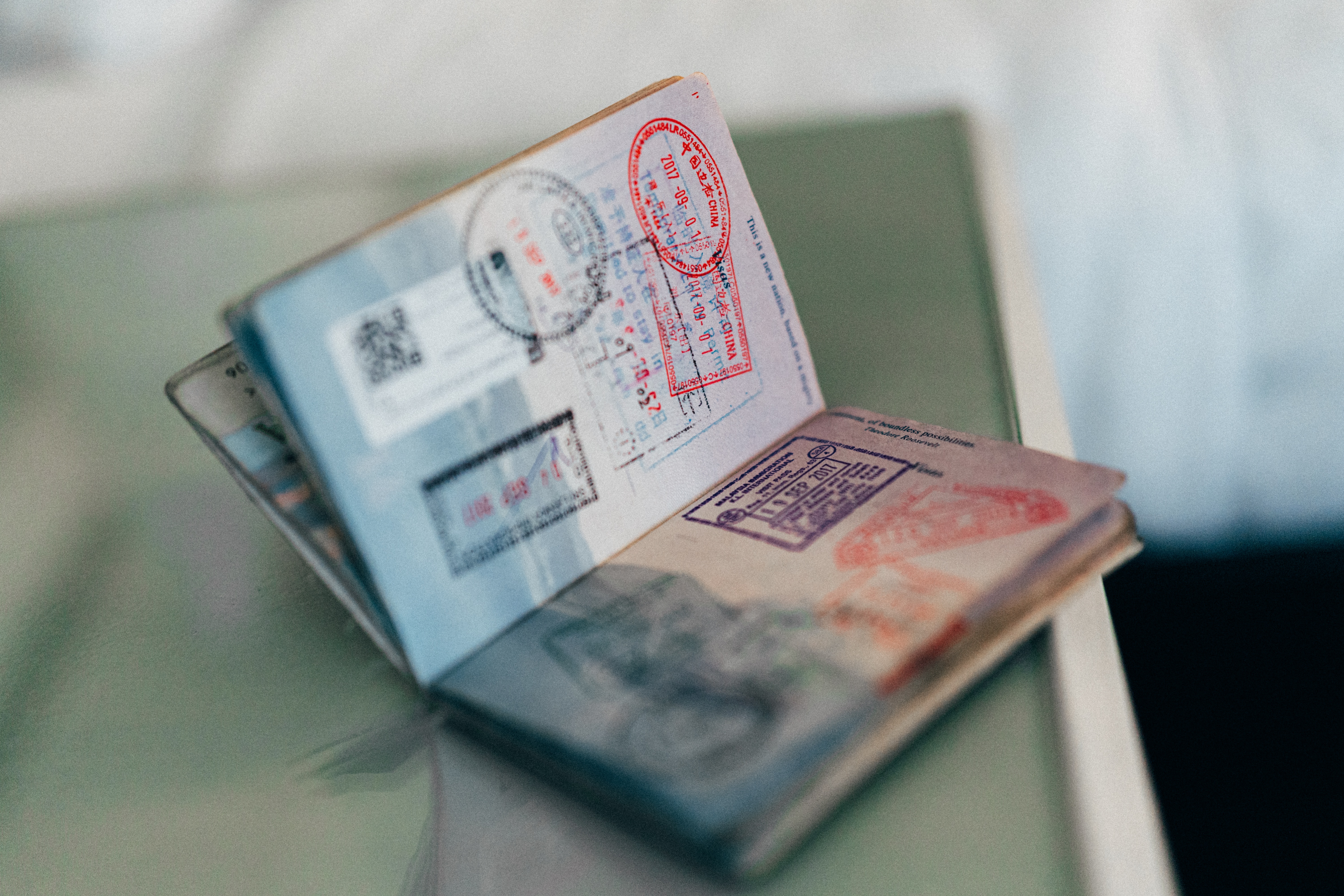 passport with entry stamps