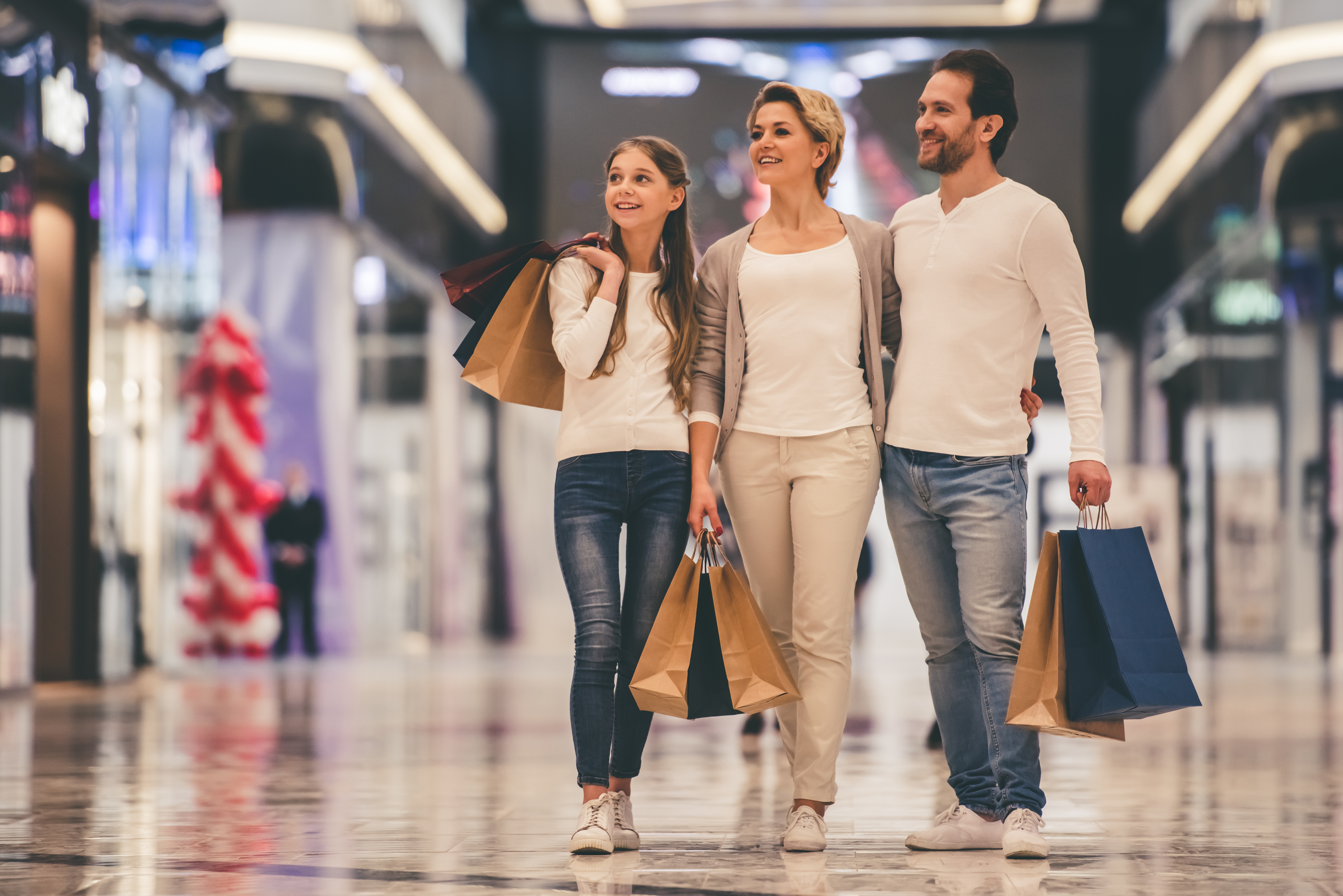 family at a shopping centre
