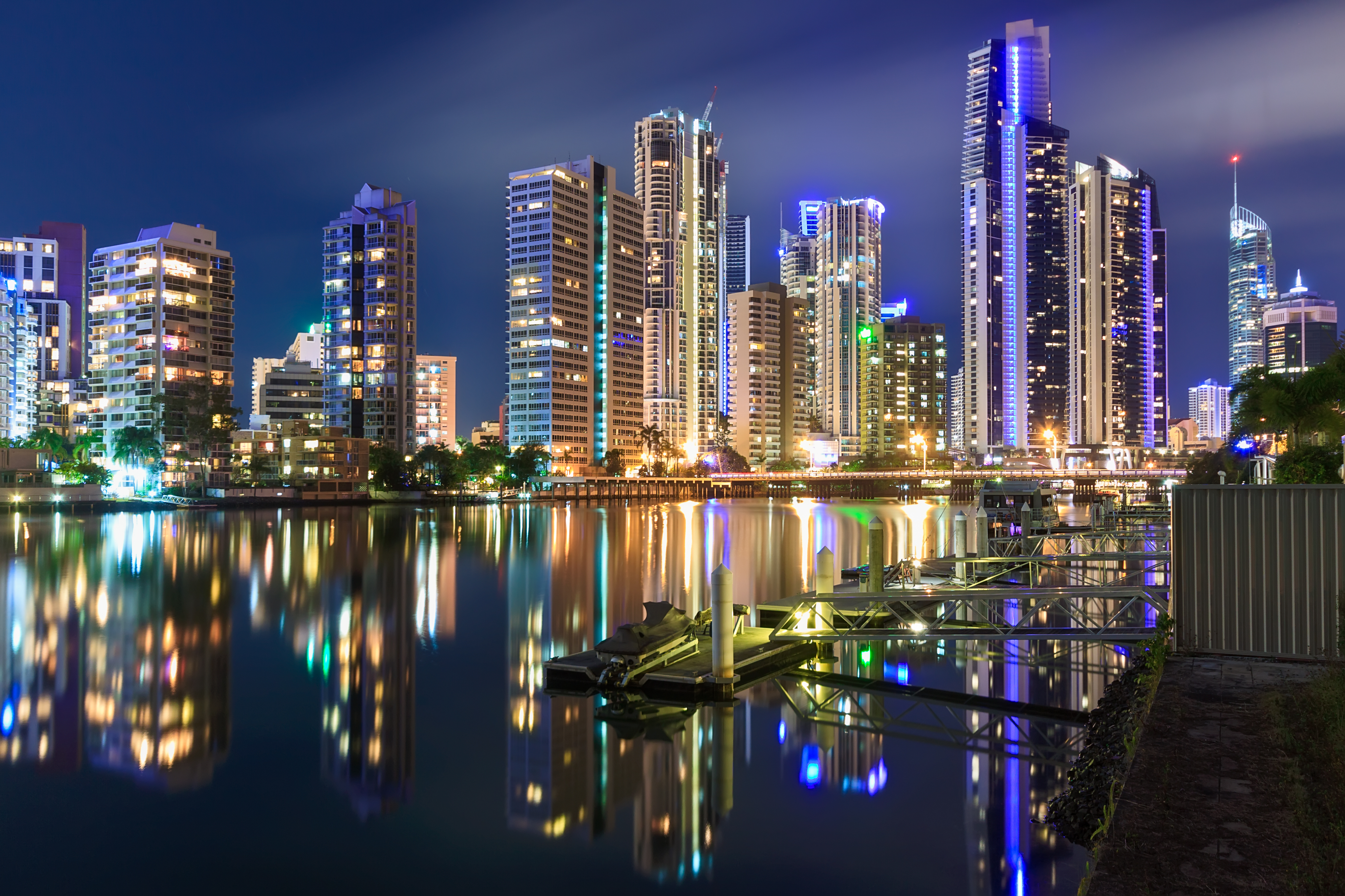 australian modern city at night (gold coast, queensland, australia)