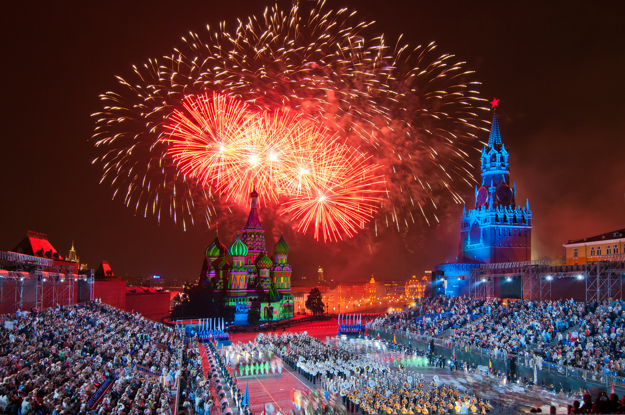 Fireworks in red square Moscow