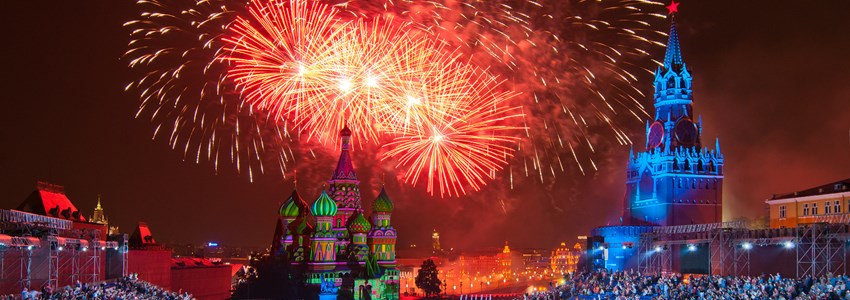 Fireworks in red square Moscow