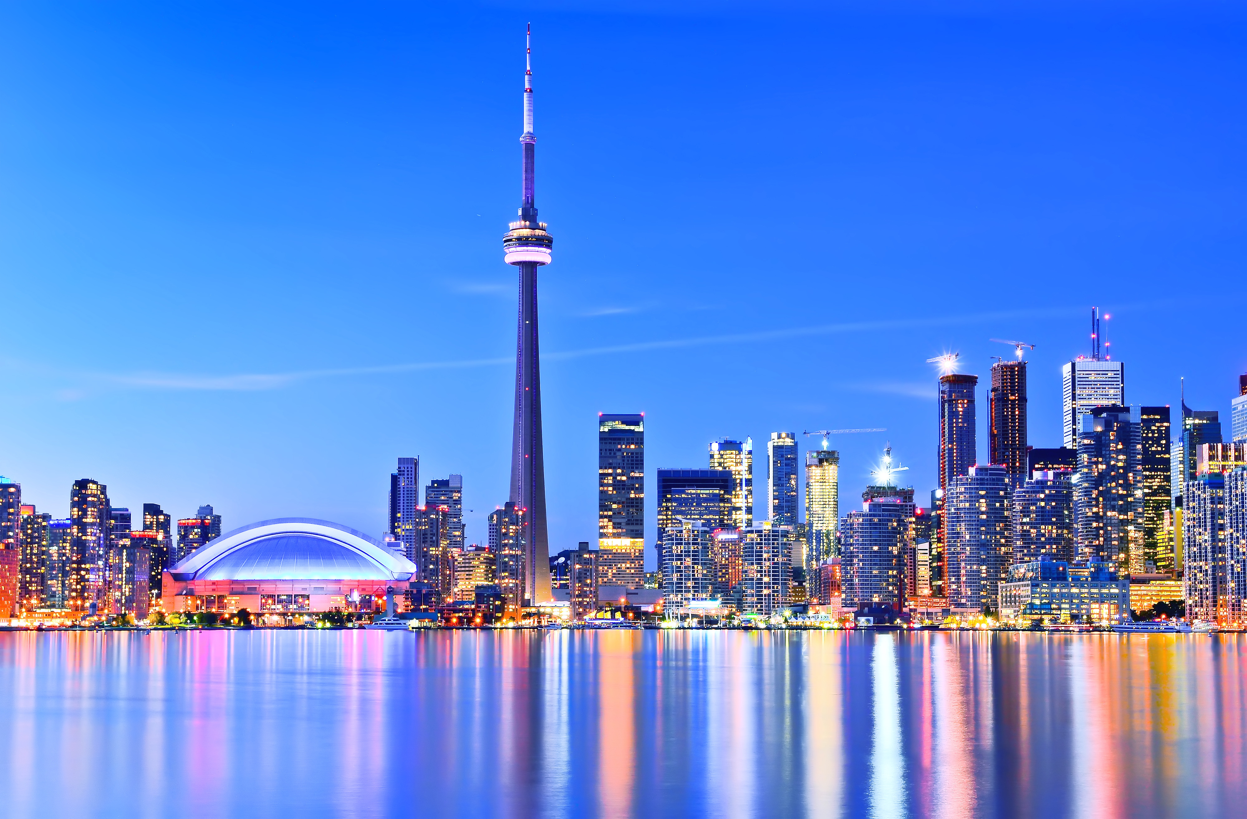 The Reflection of Toronto skyline in Ontario, Canada.