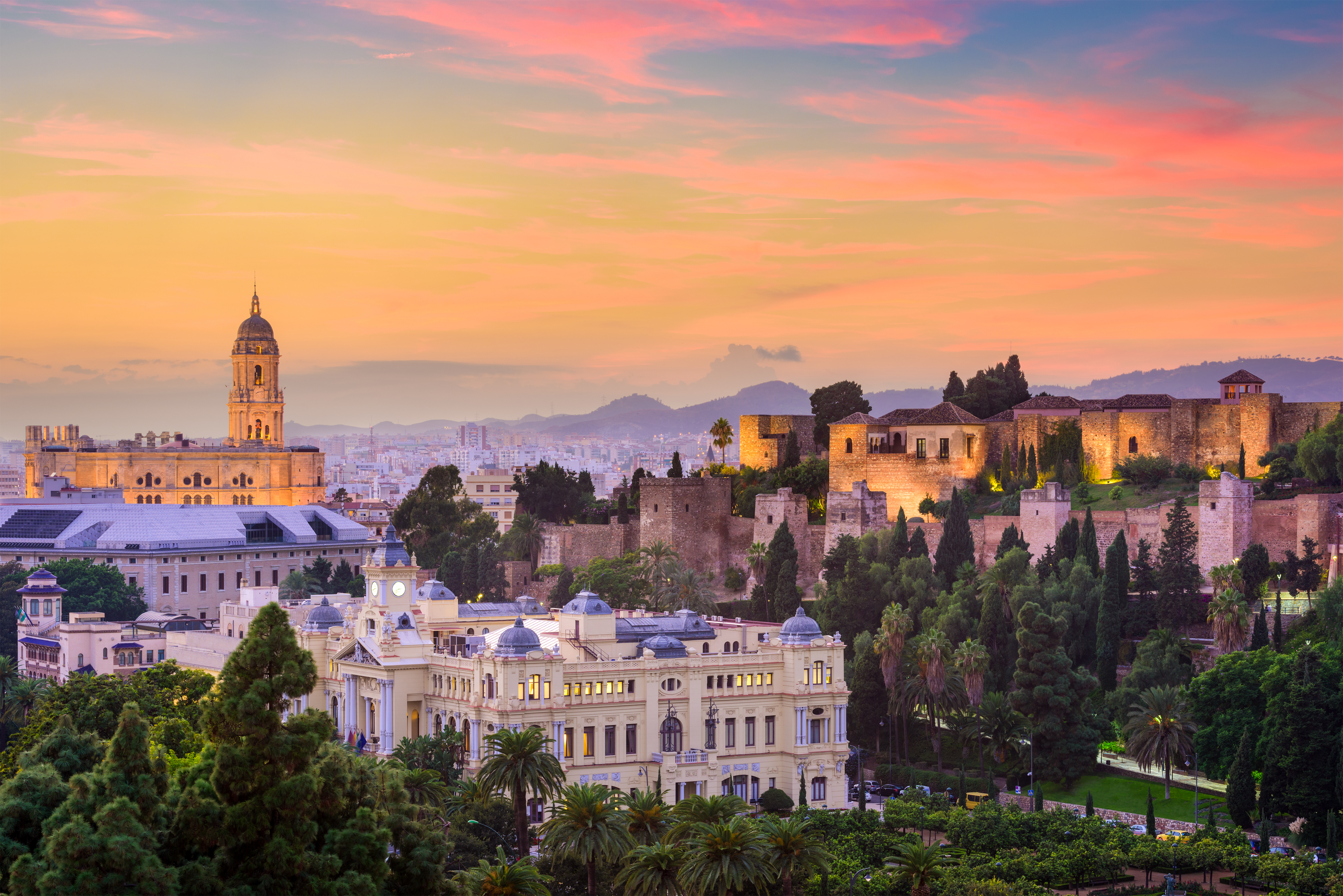 Malaga, Spain old town skyline.