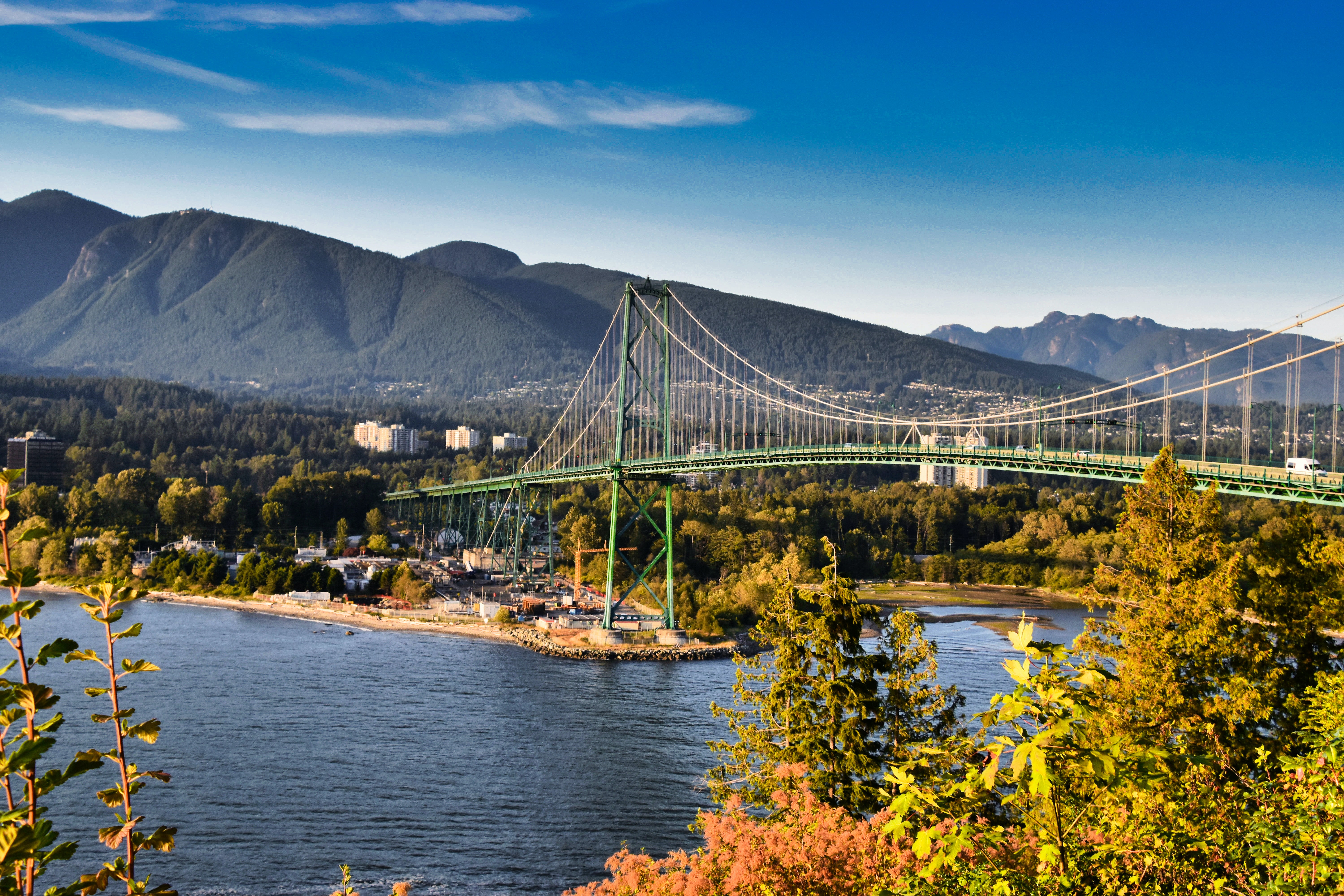 Lions Gate Bridge over the river in Vancouver, Canada