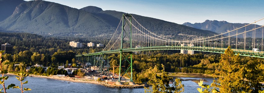 Lions Gate Bridge over the river in Vancouver, Canada