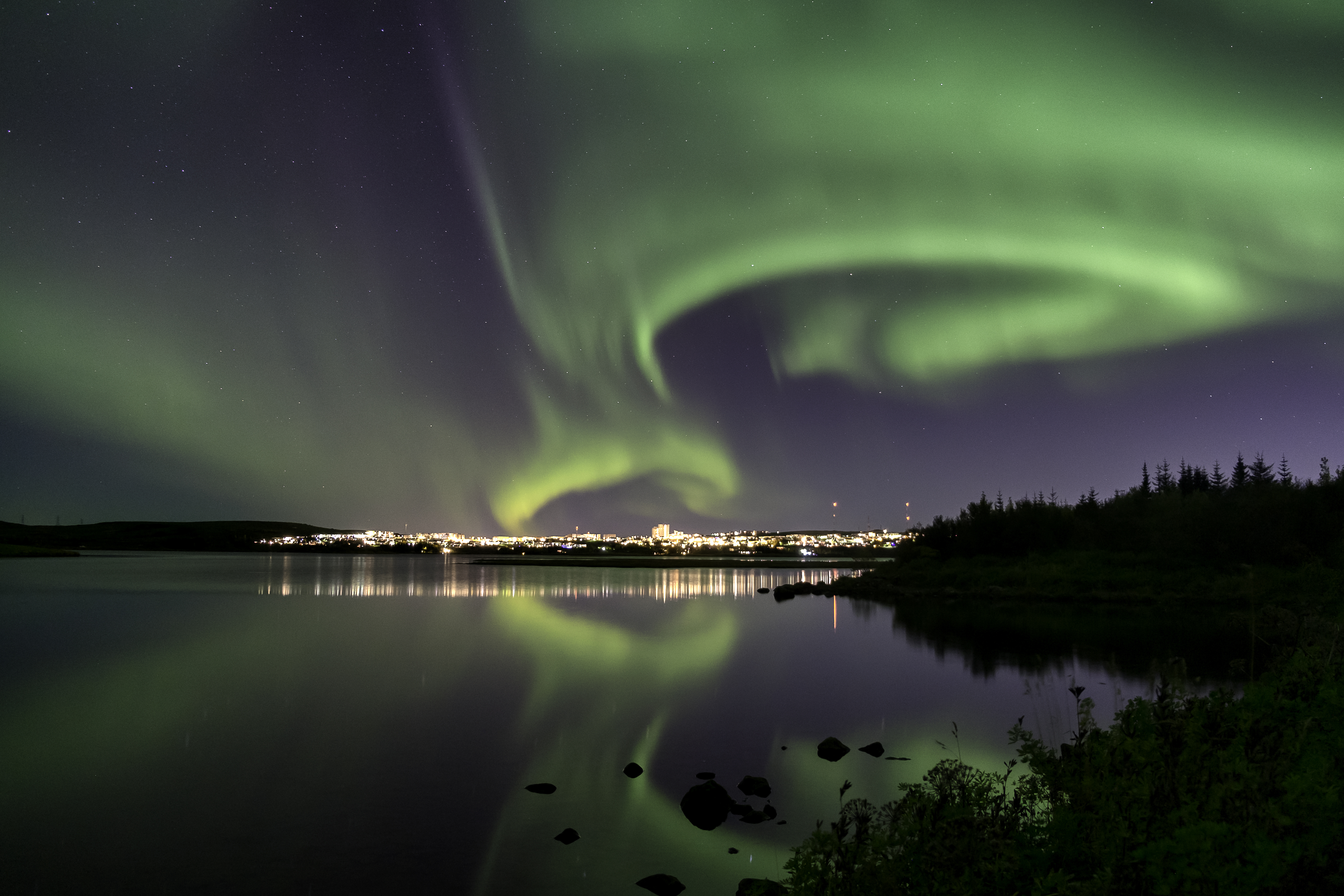 aurora over Iceland, near Reykjavik