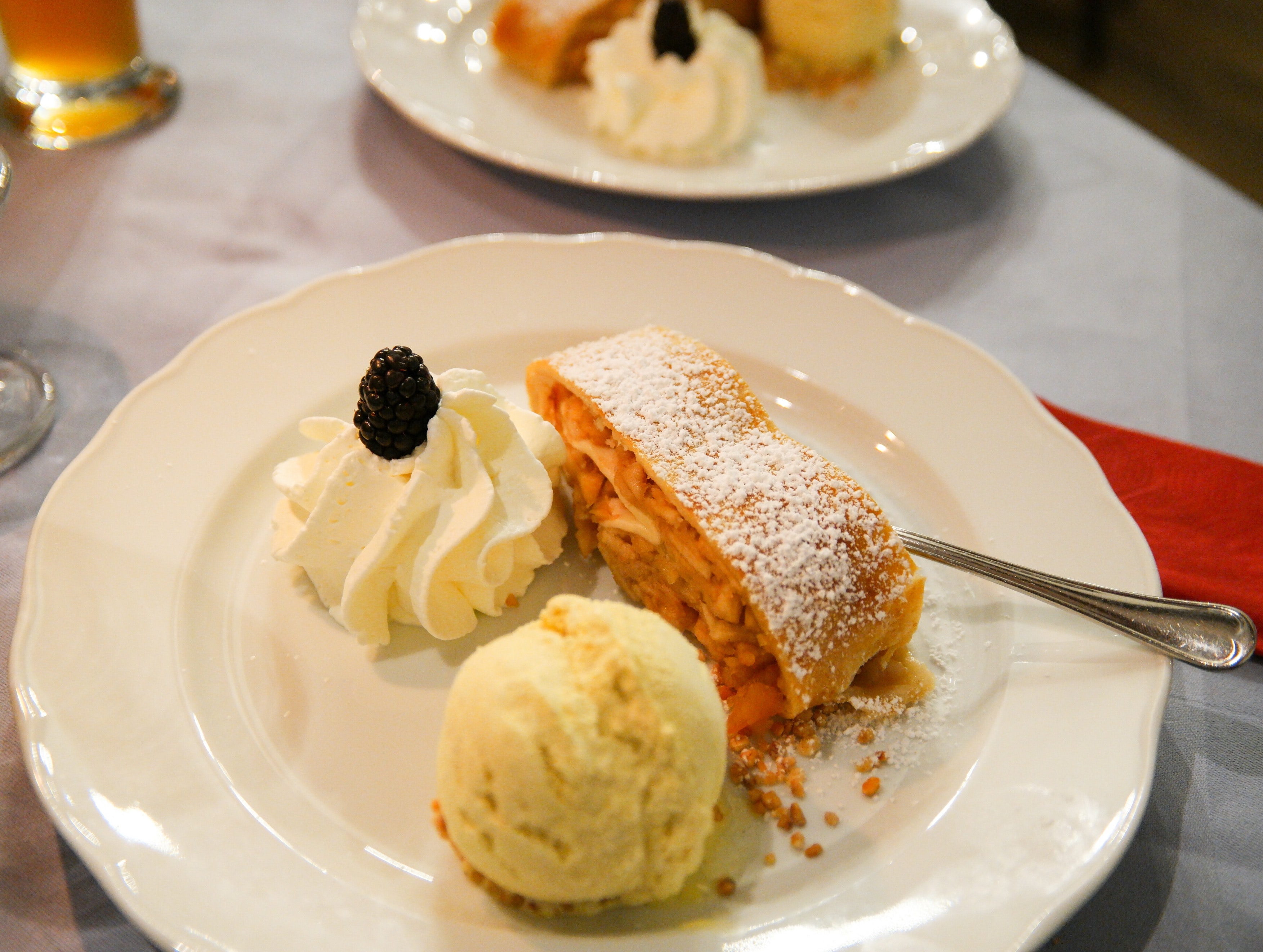 apfelstrudel with ice cream