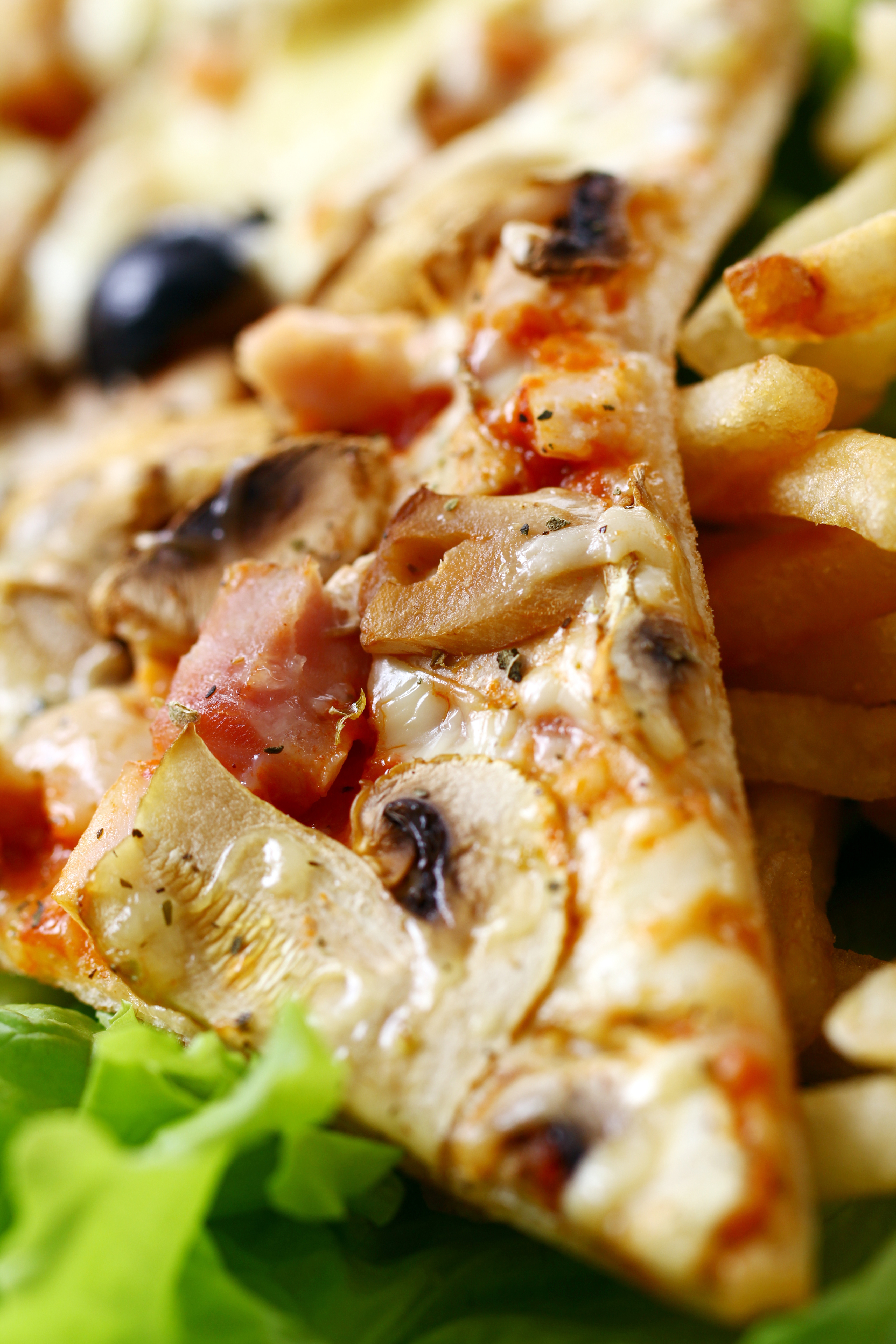 Close up view of fresh and very tasty pizza