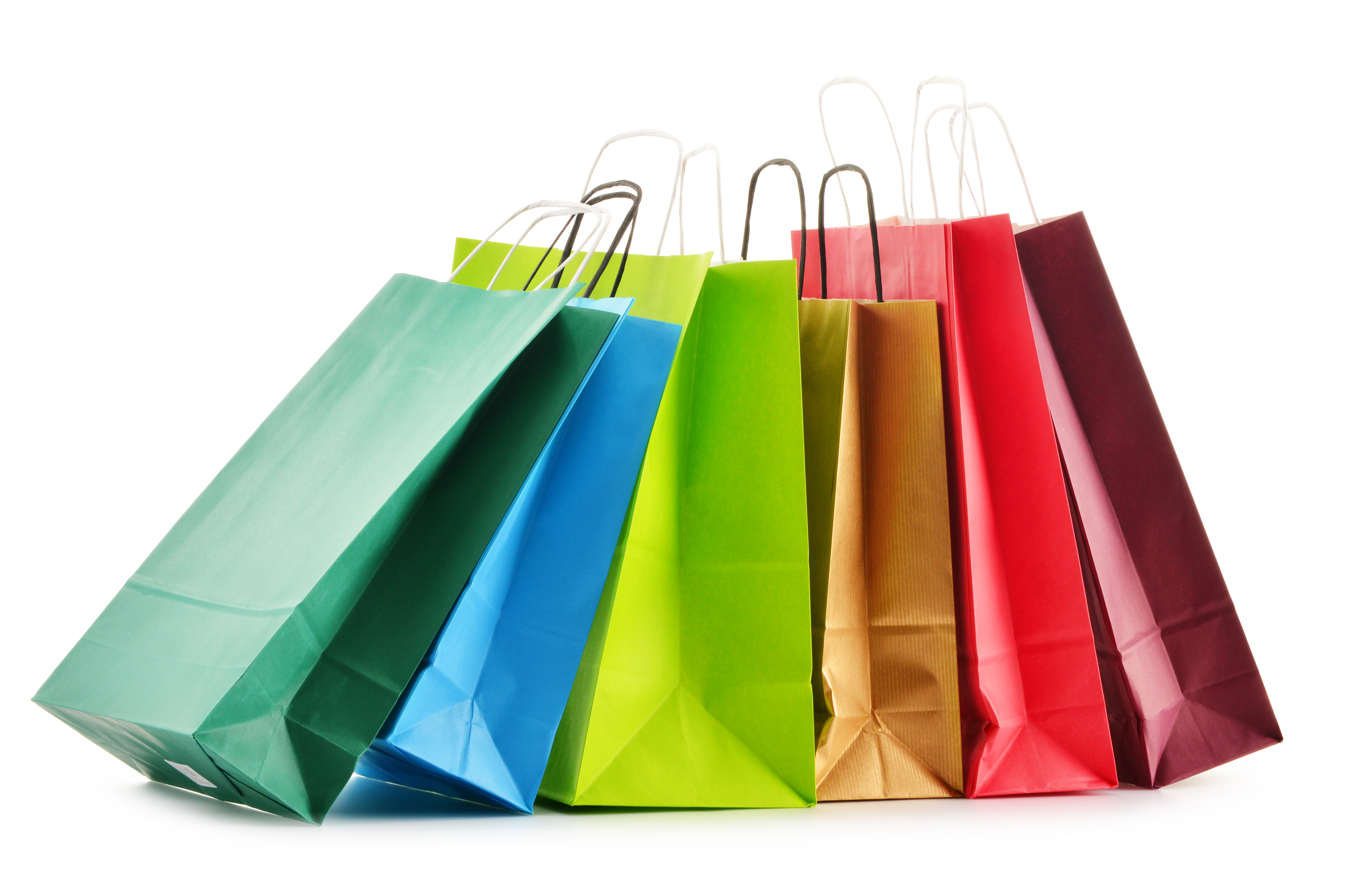 Paper shopping bags isolated on white background