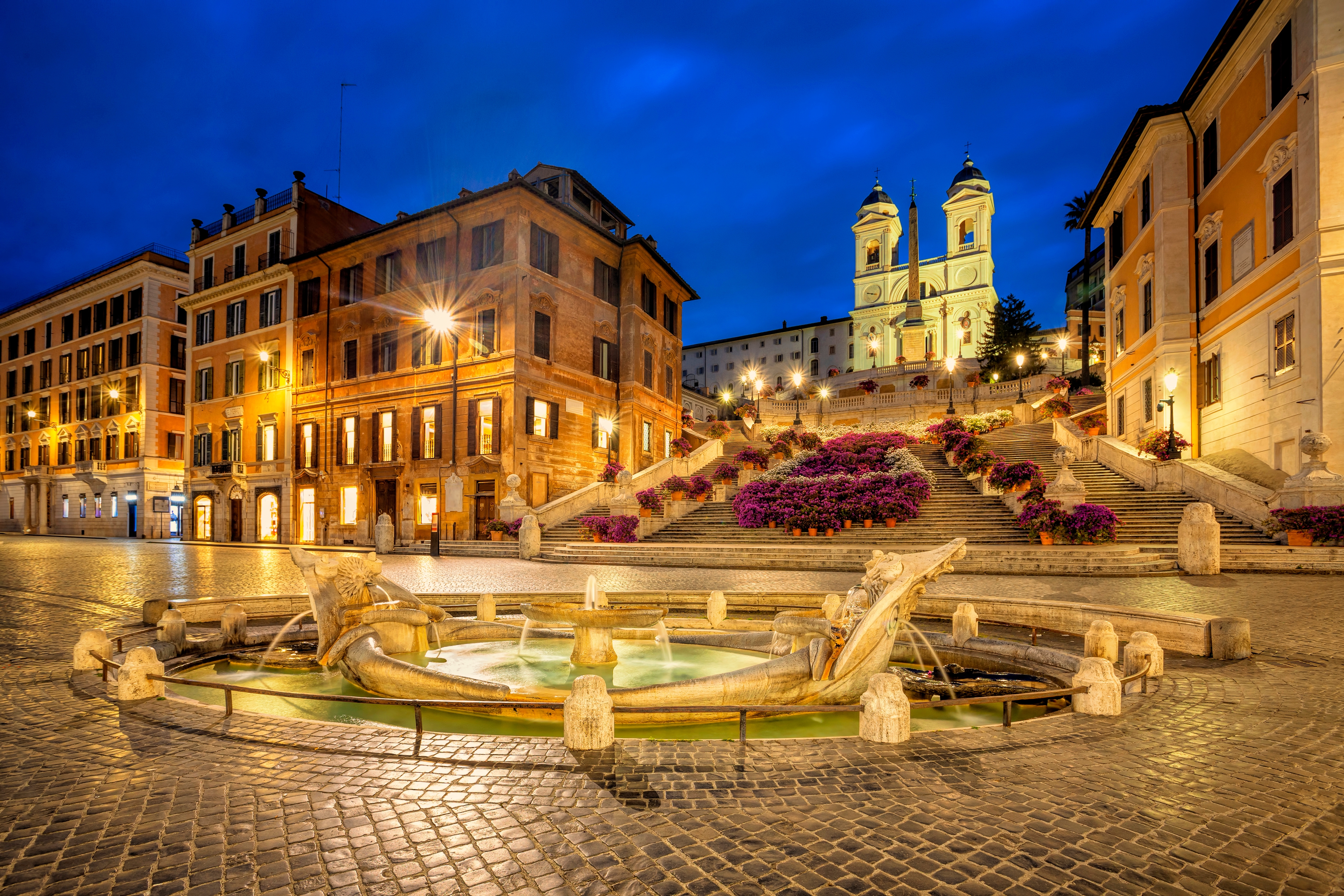 Spanish steps in Rome, Italy in the morning. One of the most famous squares in Rome, Italy. Rome architecture and landmark.