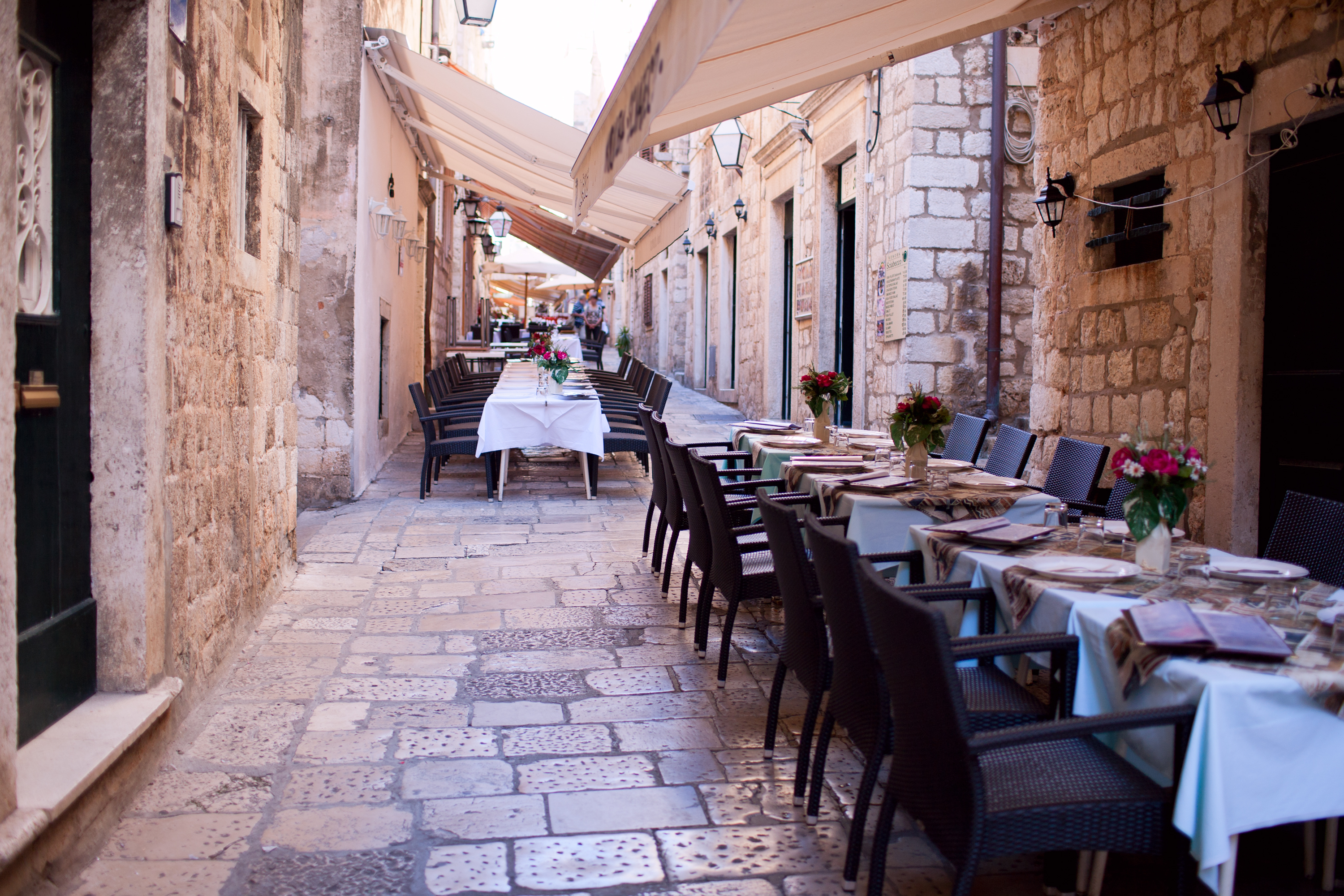 Street restaurant in heart of Dubrovnik old town, Europe