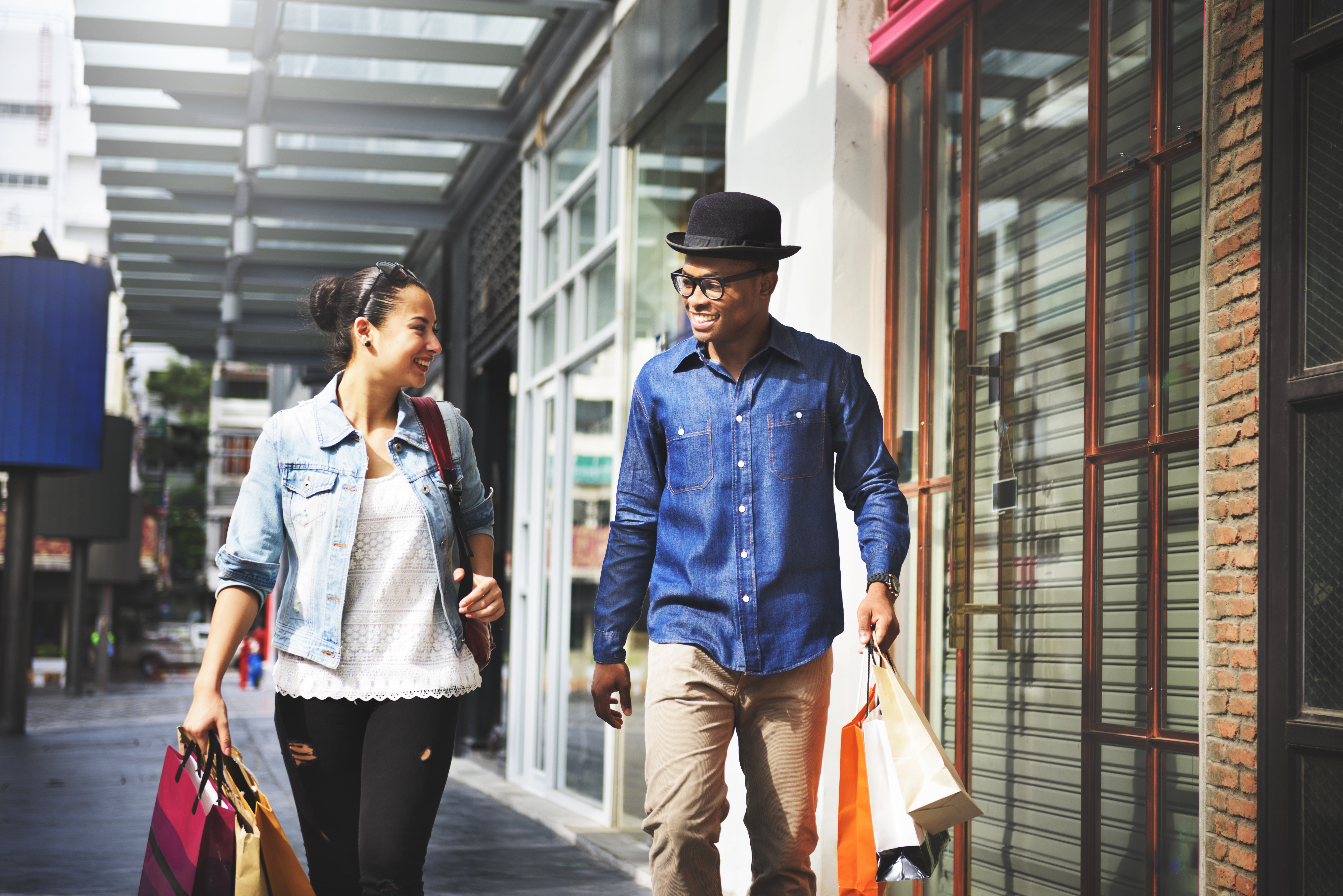 Couple Shopping Outdoors Store Lifestyle Concept