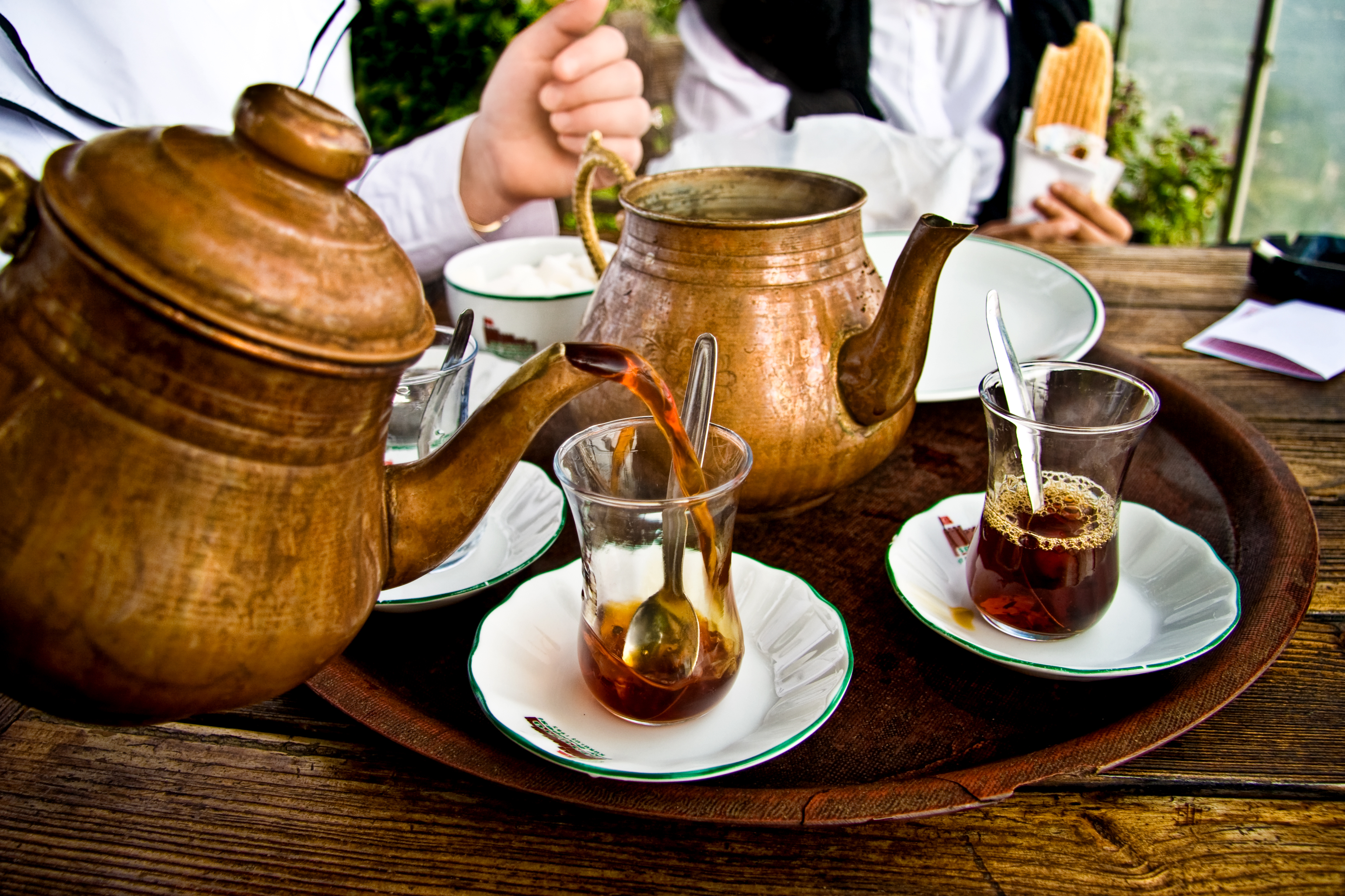 Drinking traditional Turkish Tea