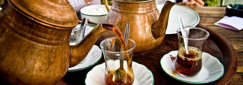 Drinking traditional Turkish Tea