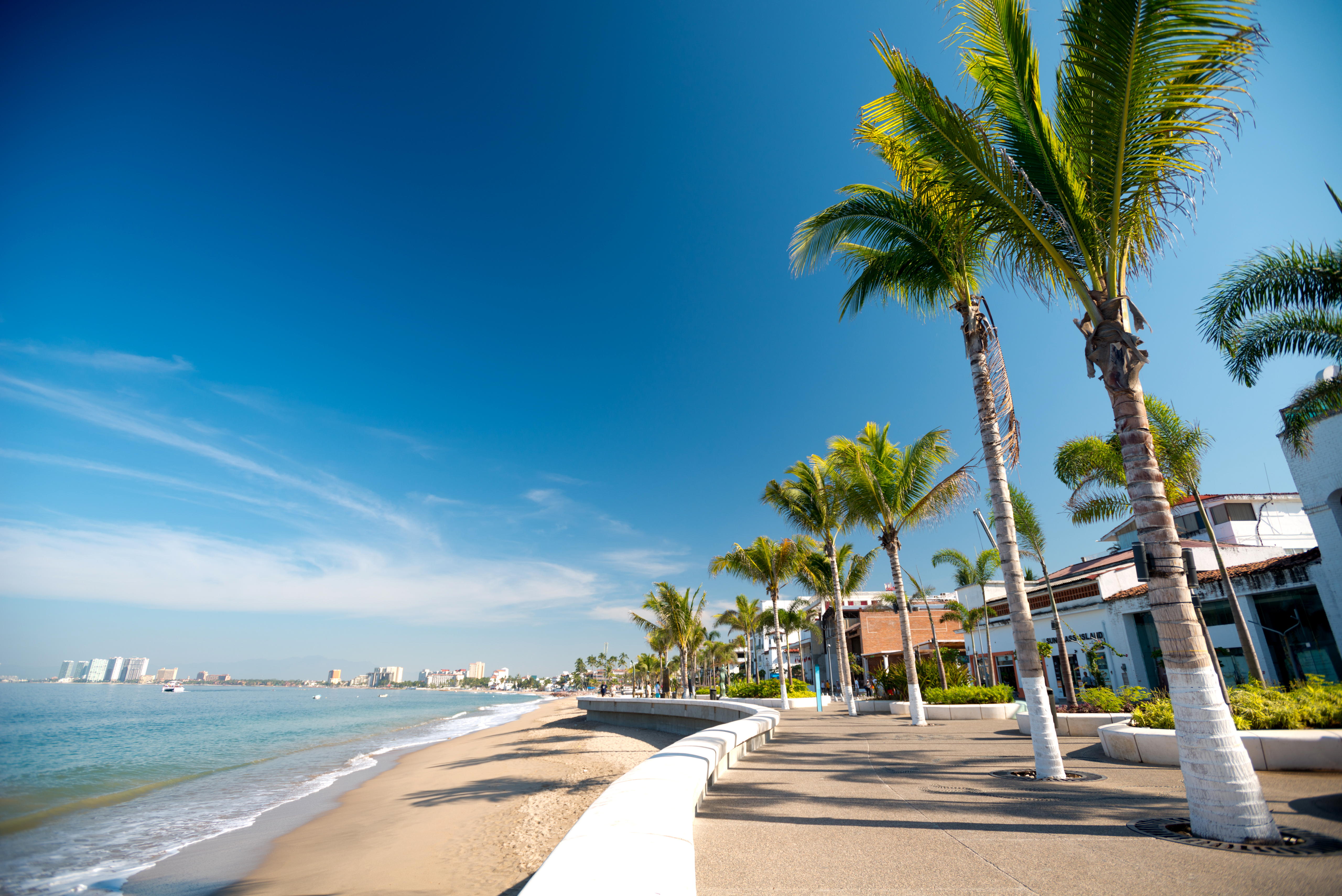 This image shows the malecon in Puerto Vallarta, Jalisco, Mexico