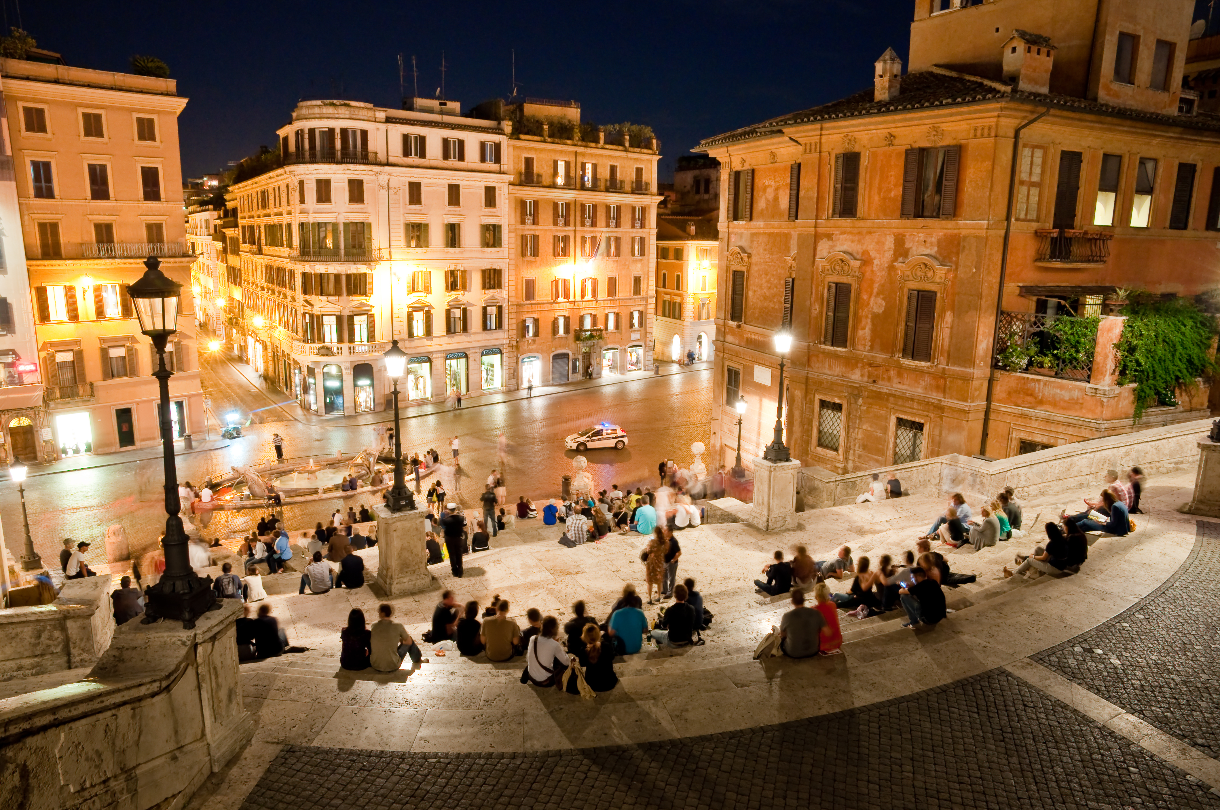 Night view at Piazza di Spagna from upstairs horizontal