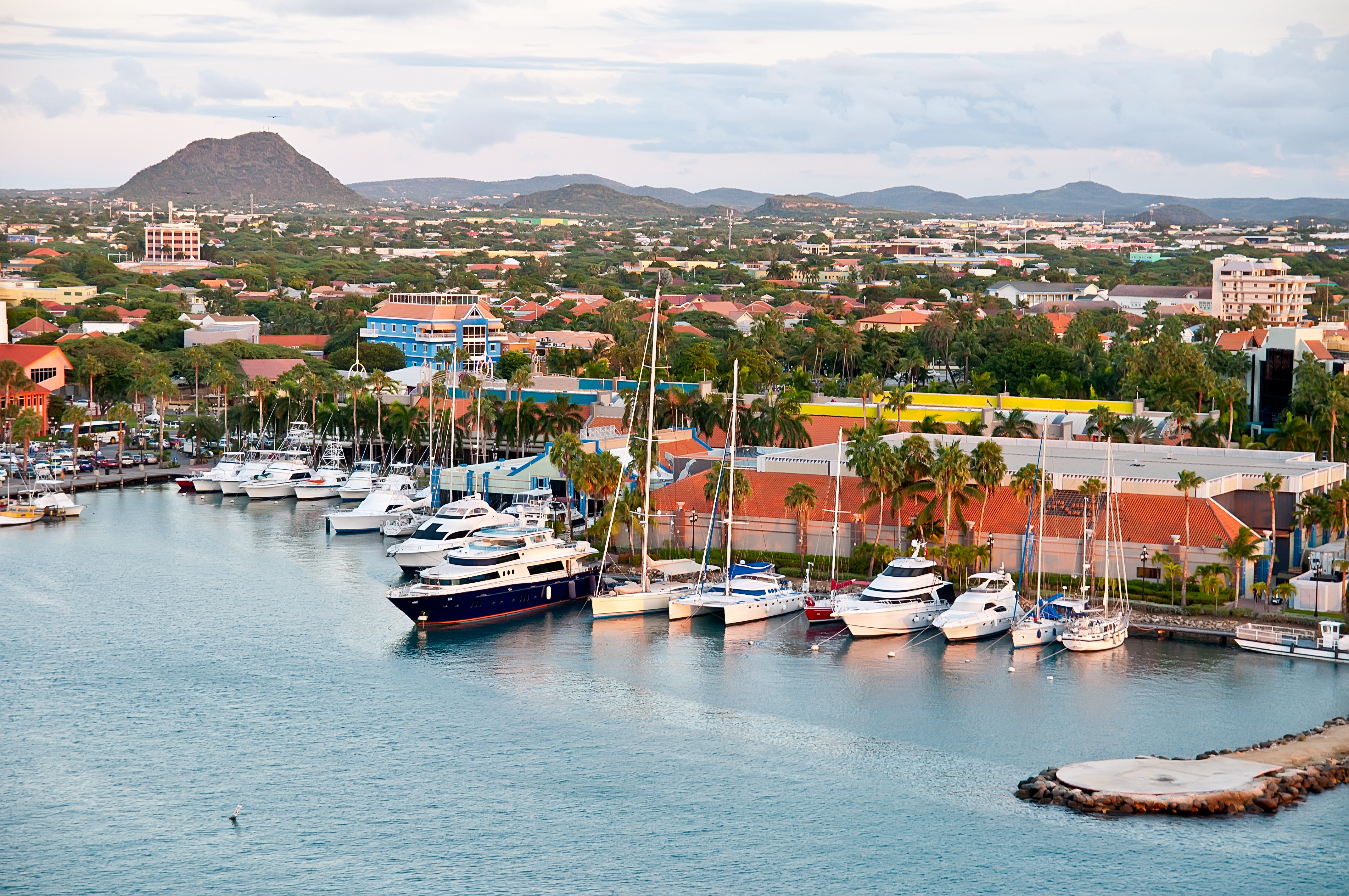 view of the port in Oranjestad, Aruba