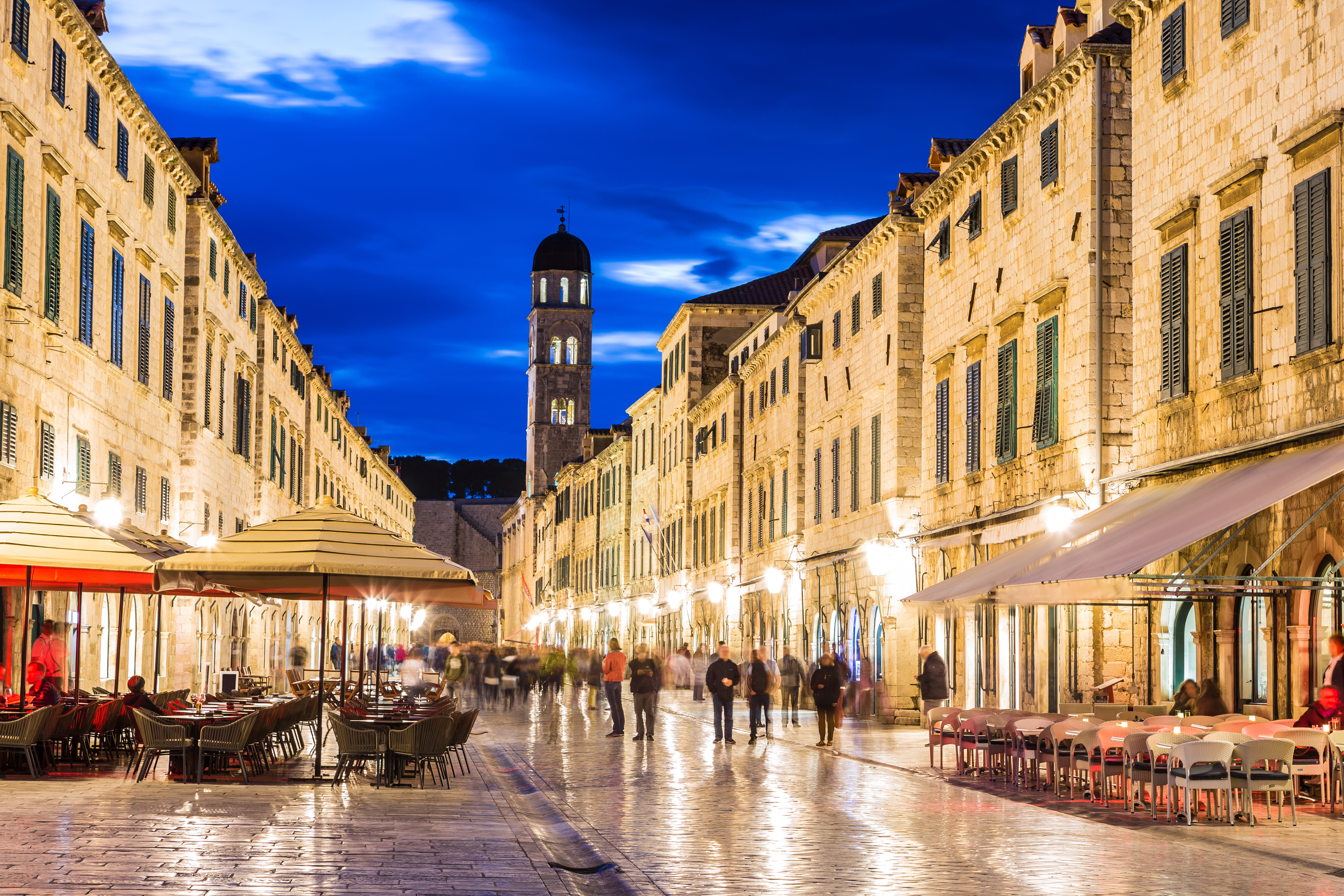 Walking street in Dubrovnik in a beautiful summer night, Croatia