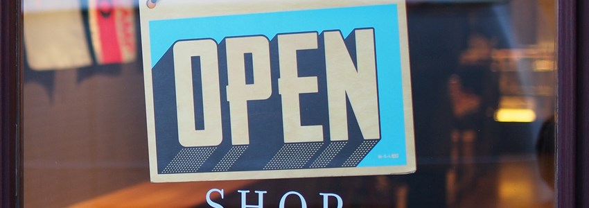 Open sign on shop door