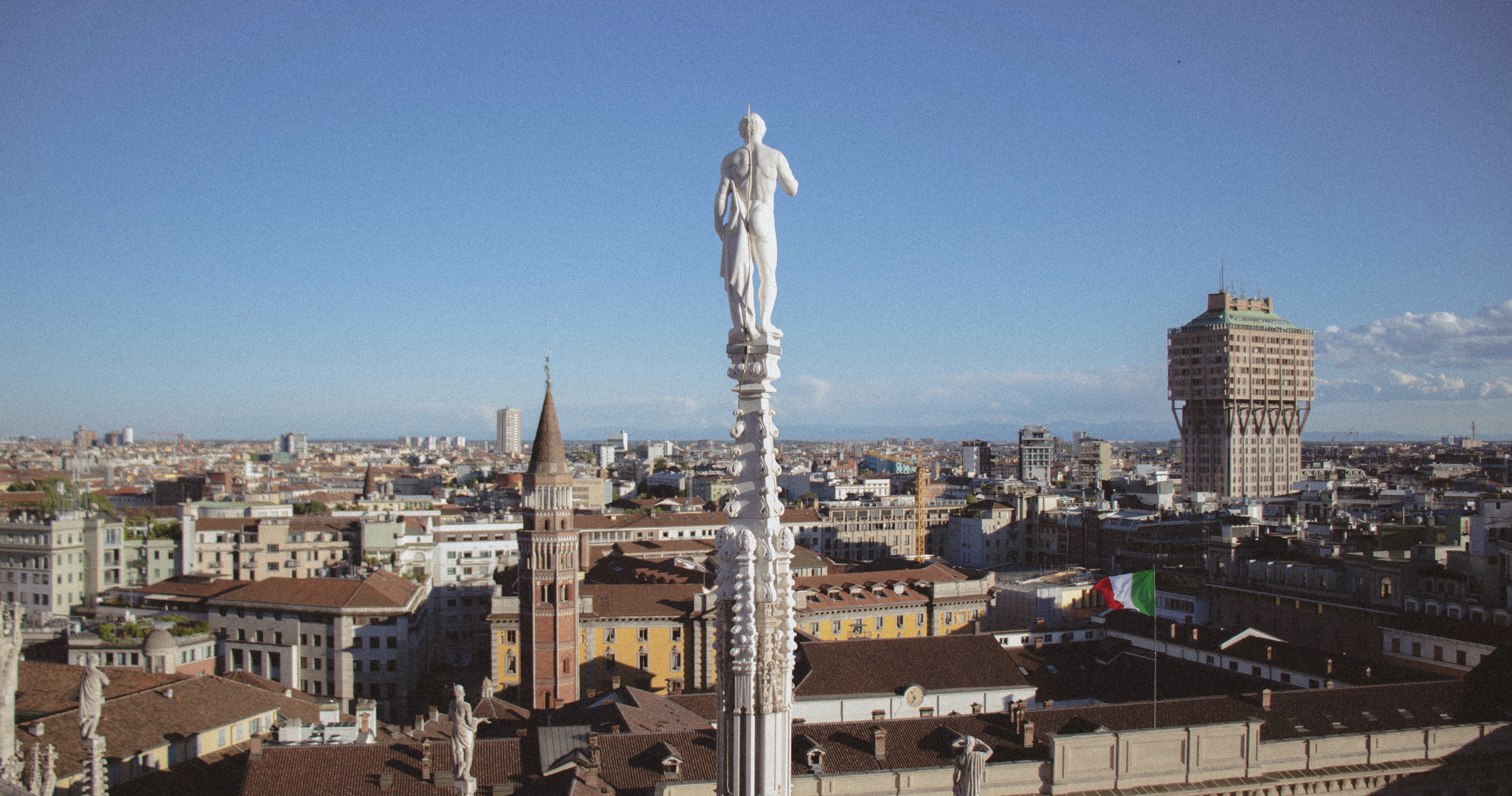 view of Milan, Italy from the Duomo Cathedral