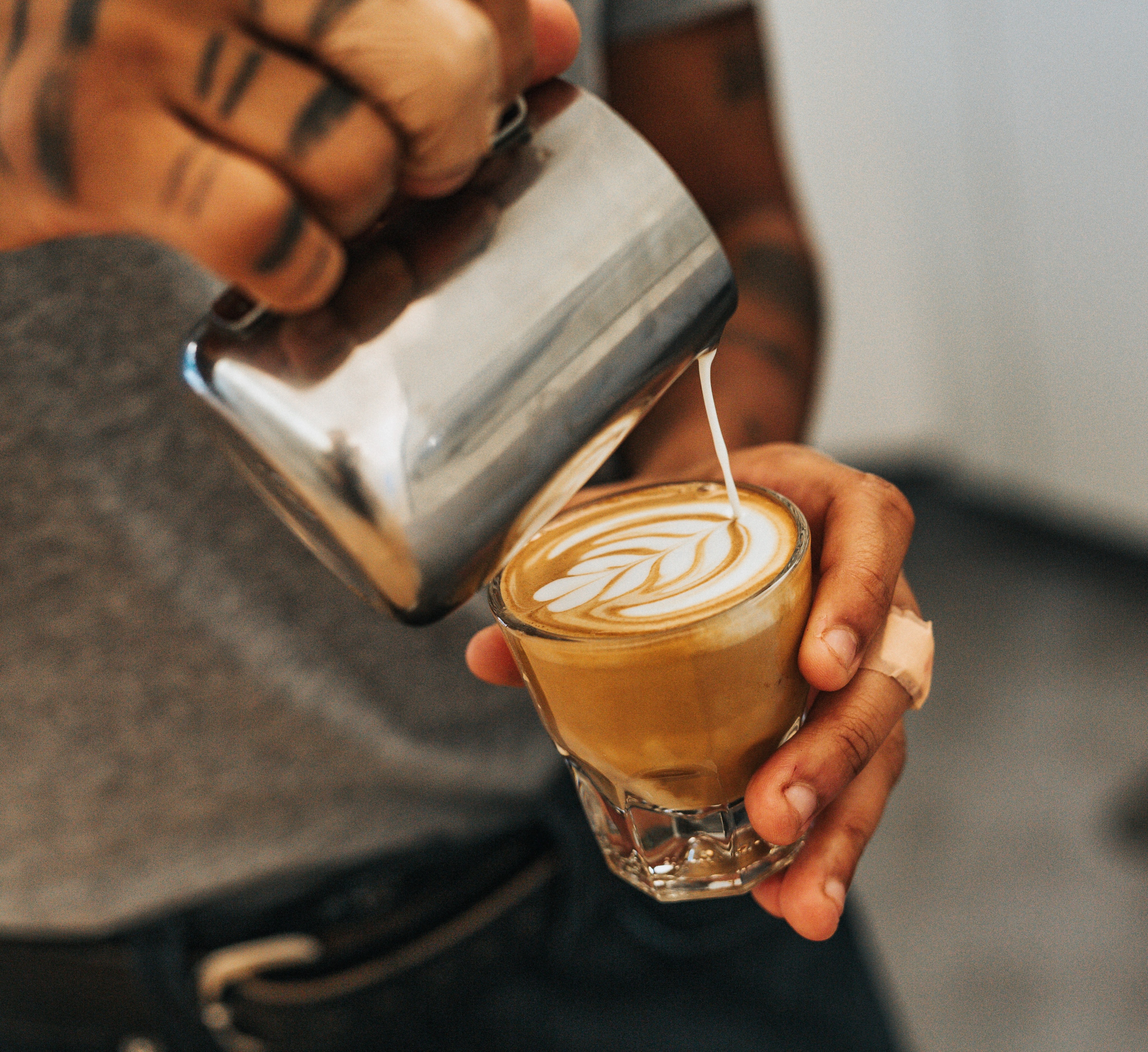 barista pouring a cortado, Coffee Pony, Berlin, Germany