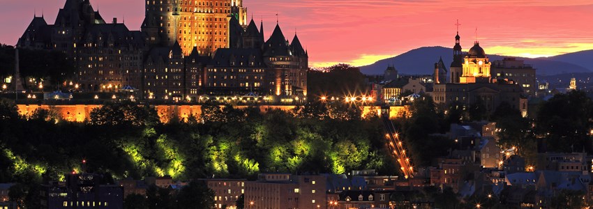 Quebec City skyline at dusk, Canada