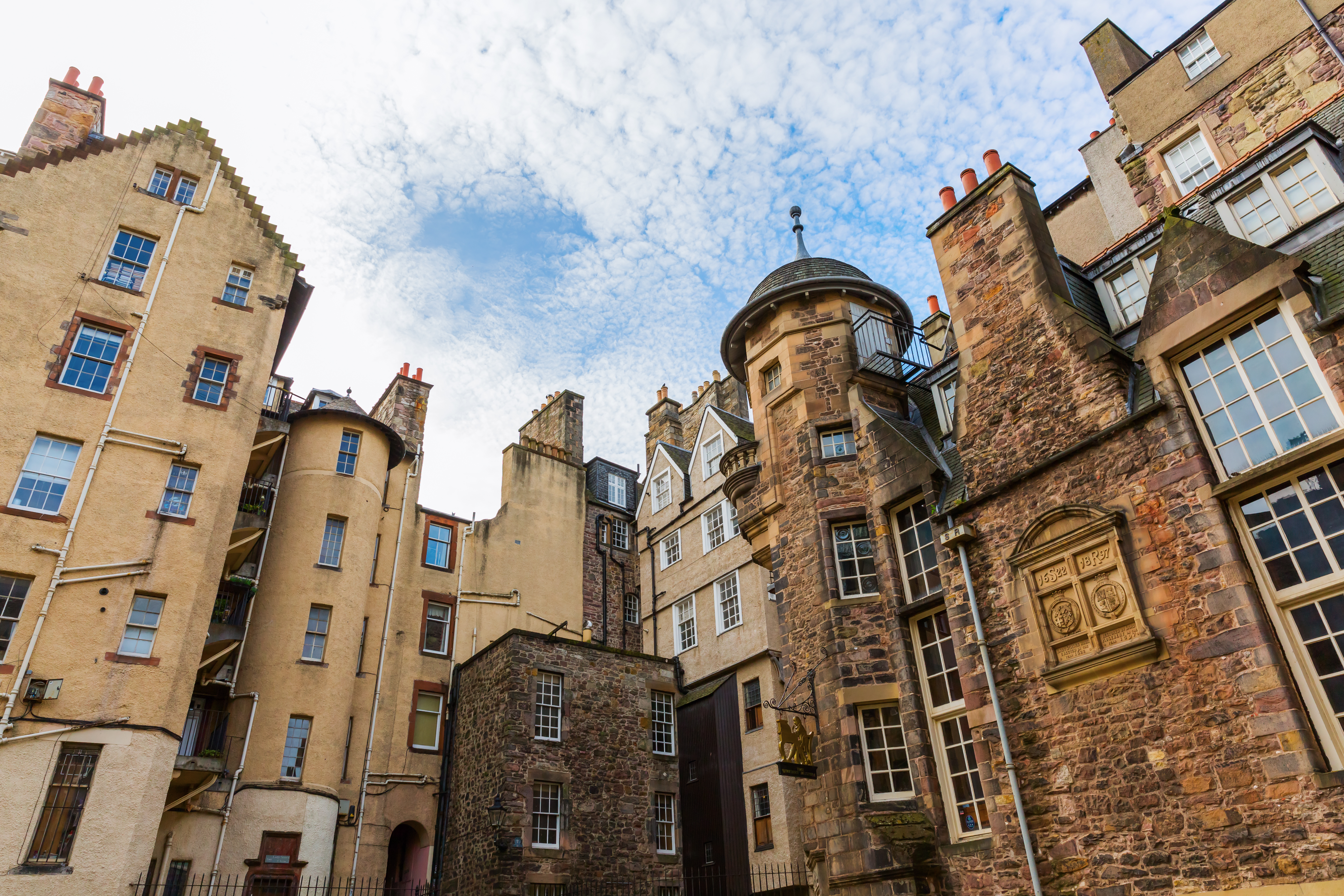 medieval buildings at Lady Stairs Close in Edinburgh, Scotland