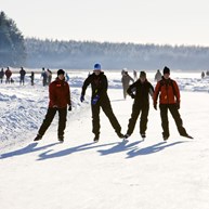 Ice skating on frozen lakes