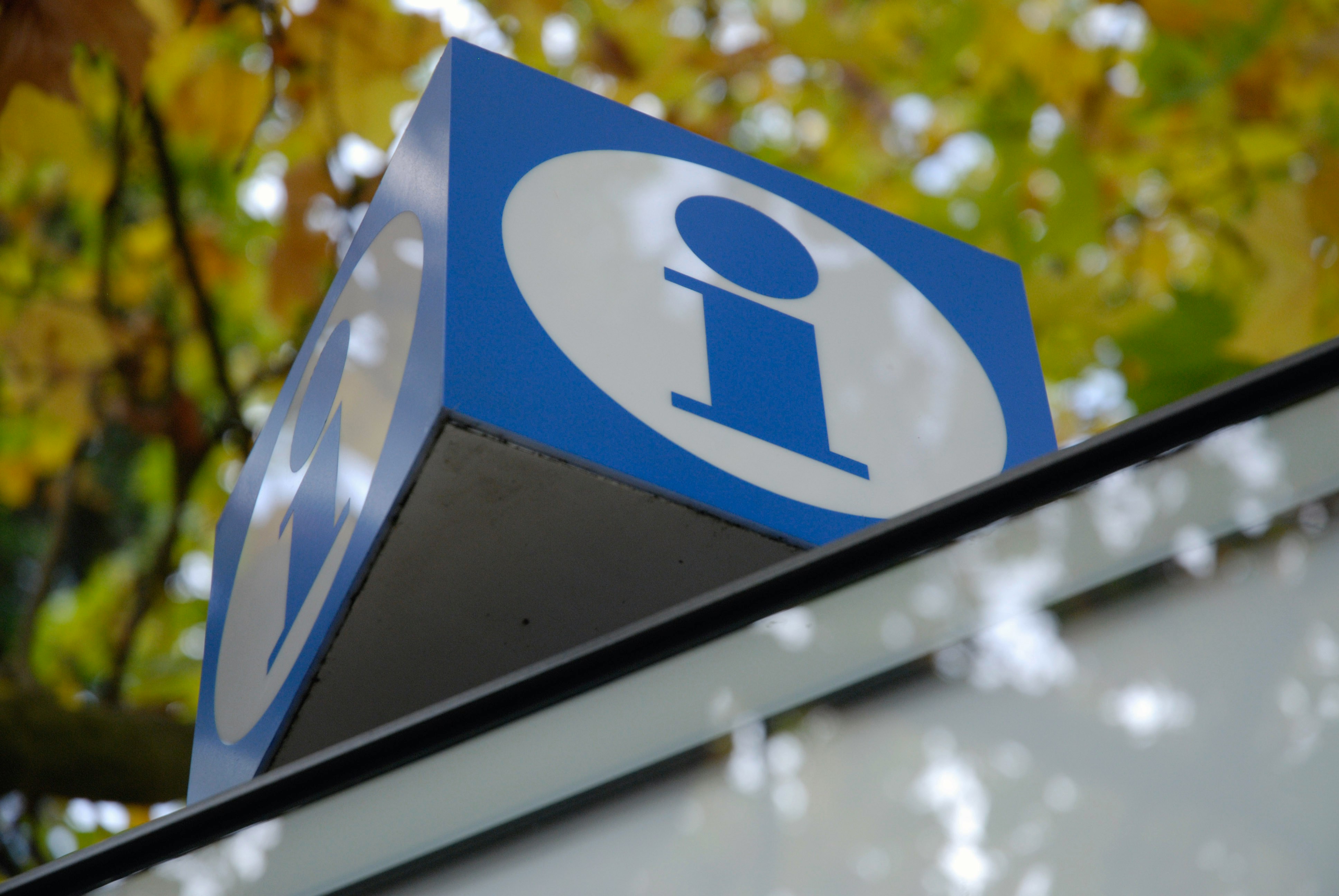 blue and white information signage