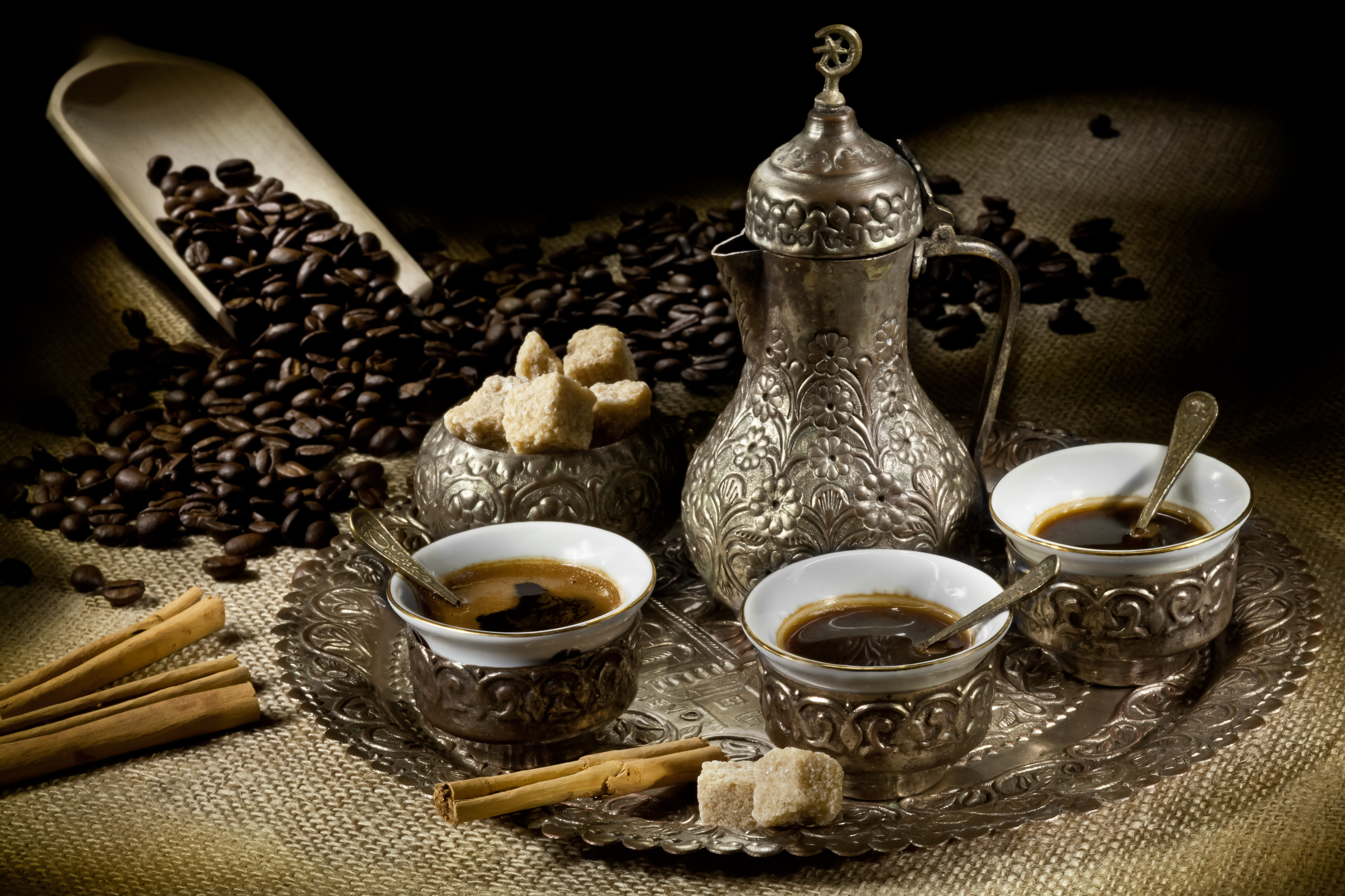 Arabic coffee pot with hot coffee