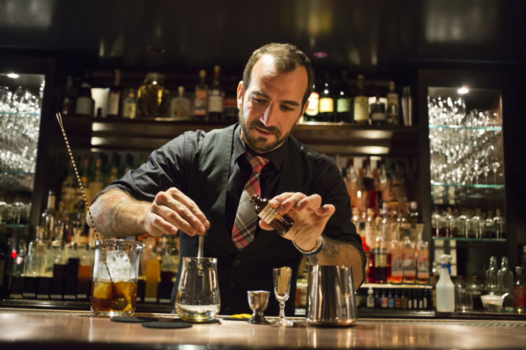 Barman making drink