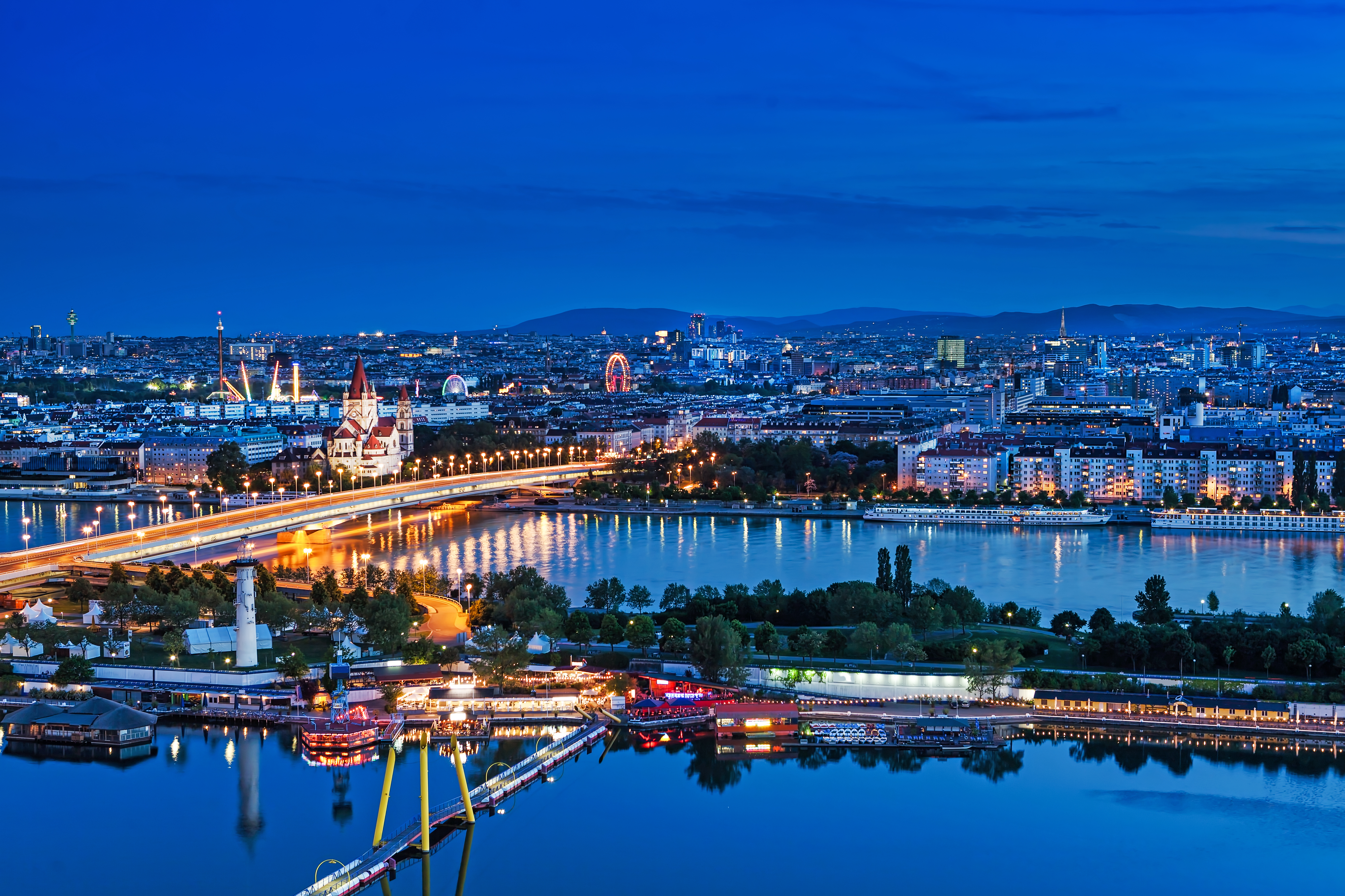 View over Vienna at night