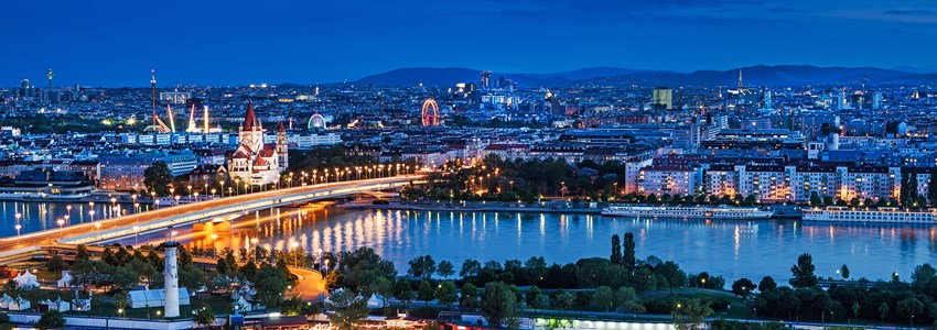 View over Vienna at night