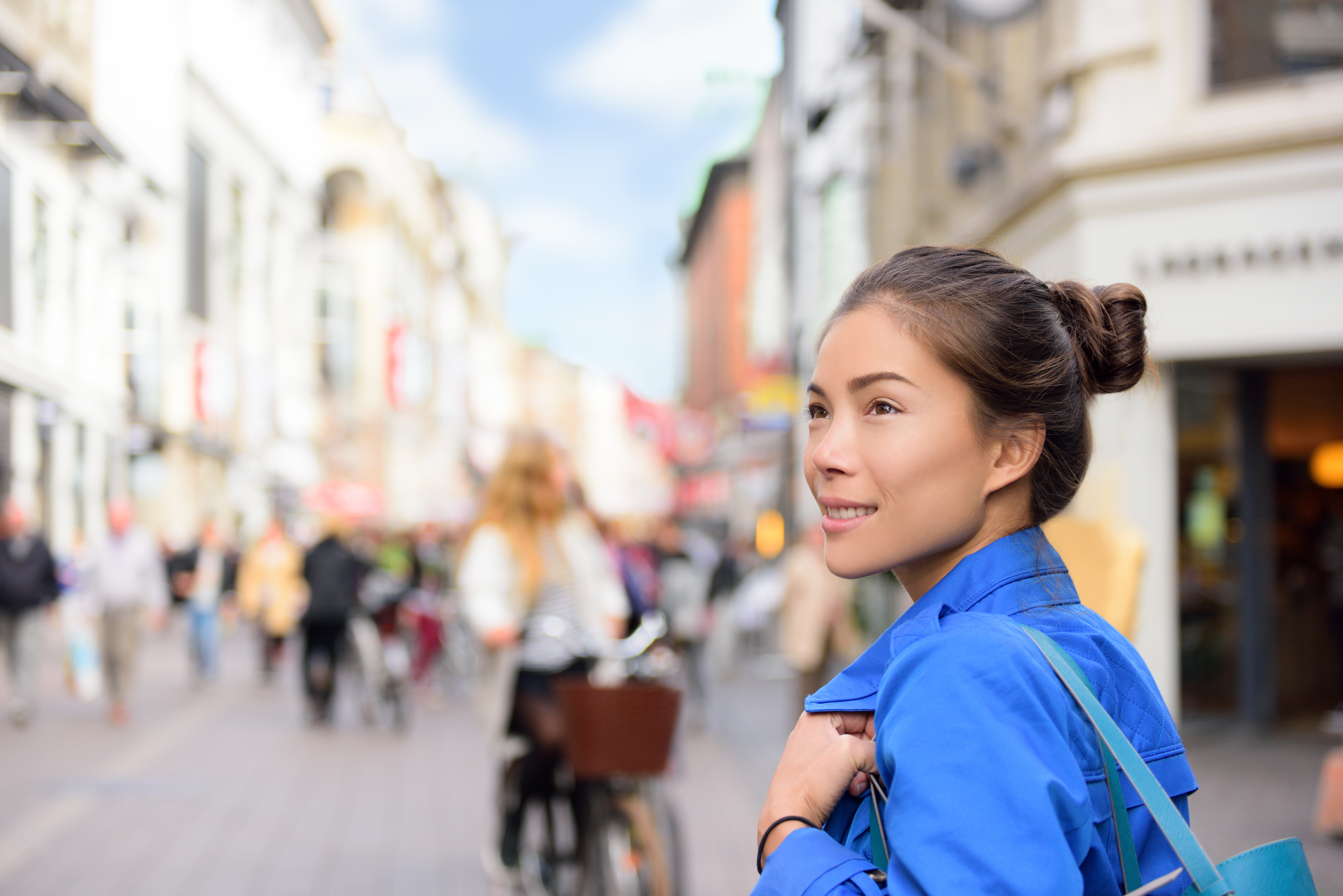 Shopping woman lifestyle in Copenhagen street.