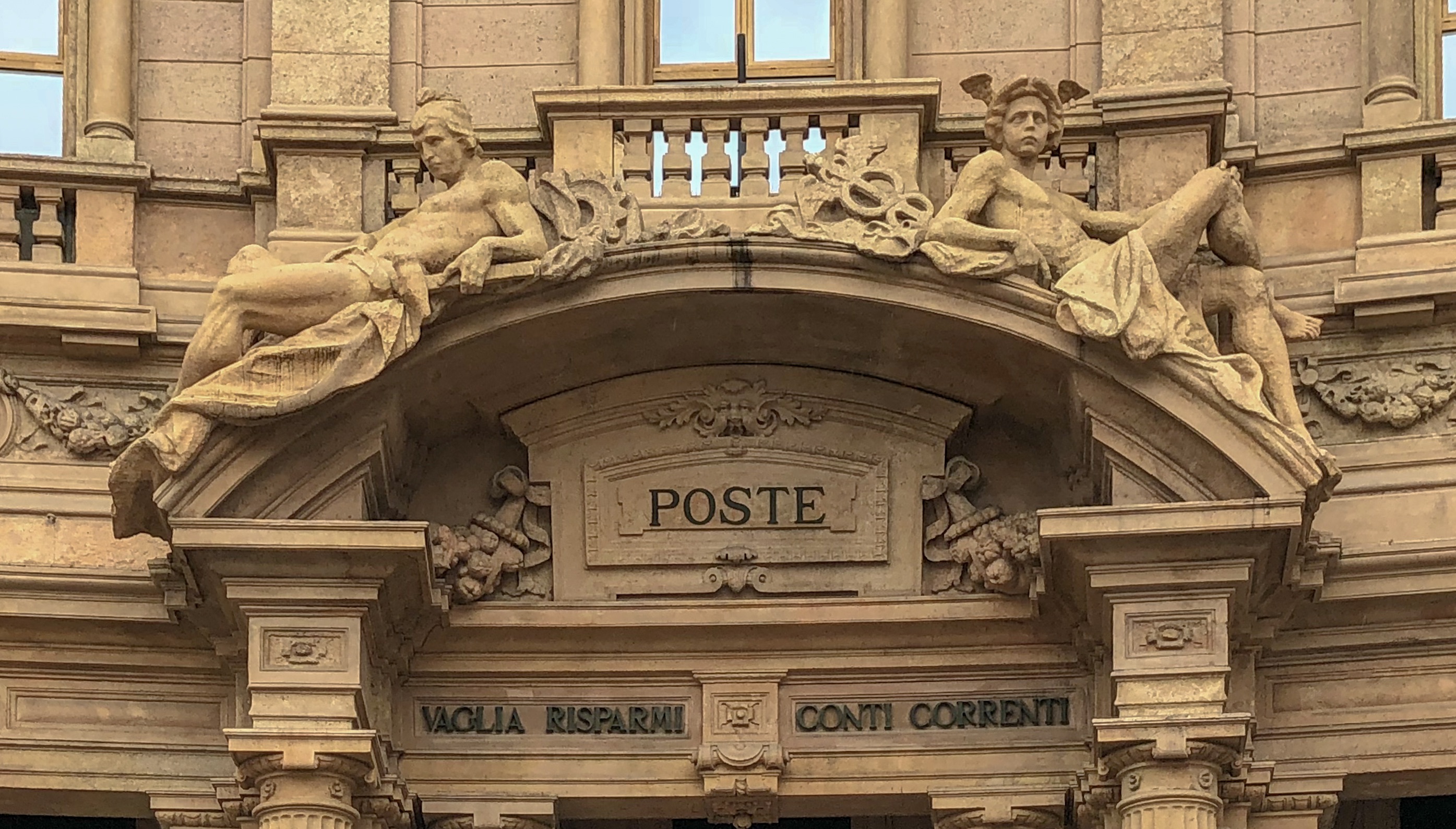 Cordusio square post office detail front entrance ornaments