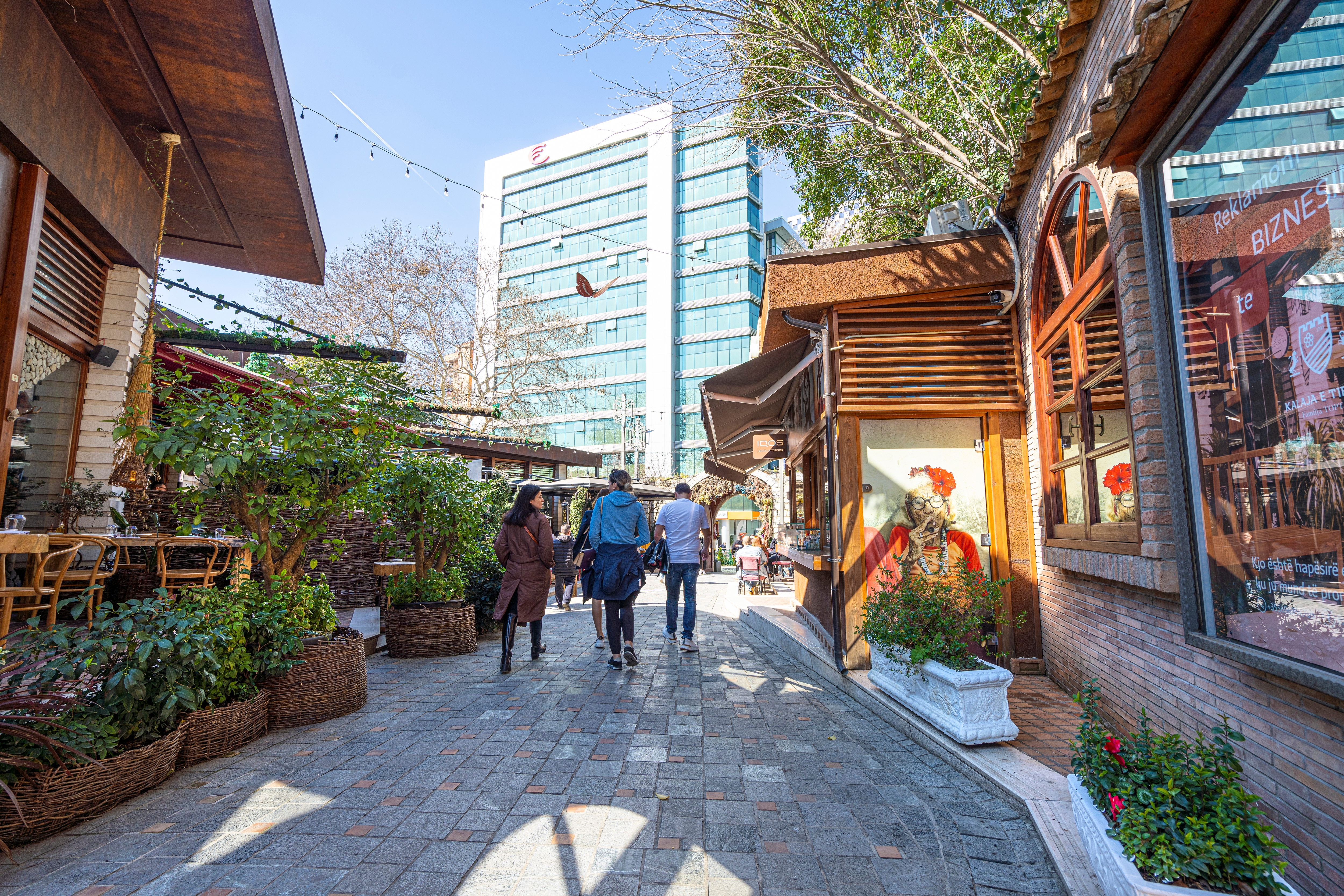 the shops, bars and restaurants in the Tirana castle in the city center