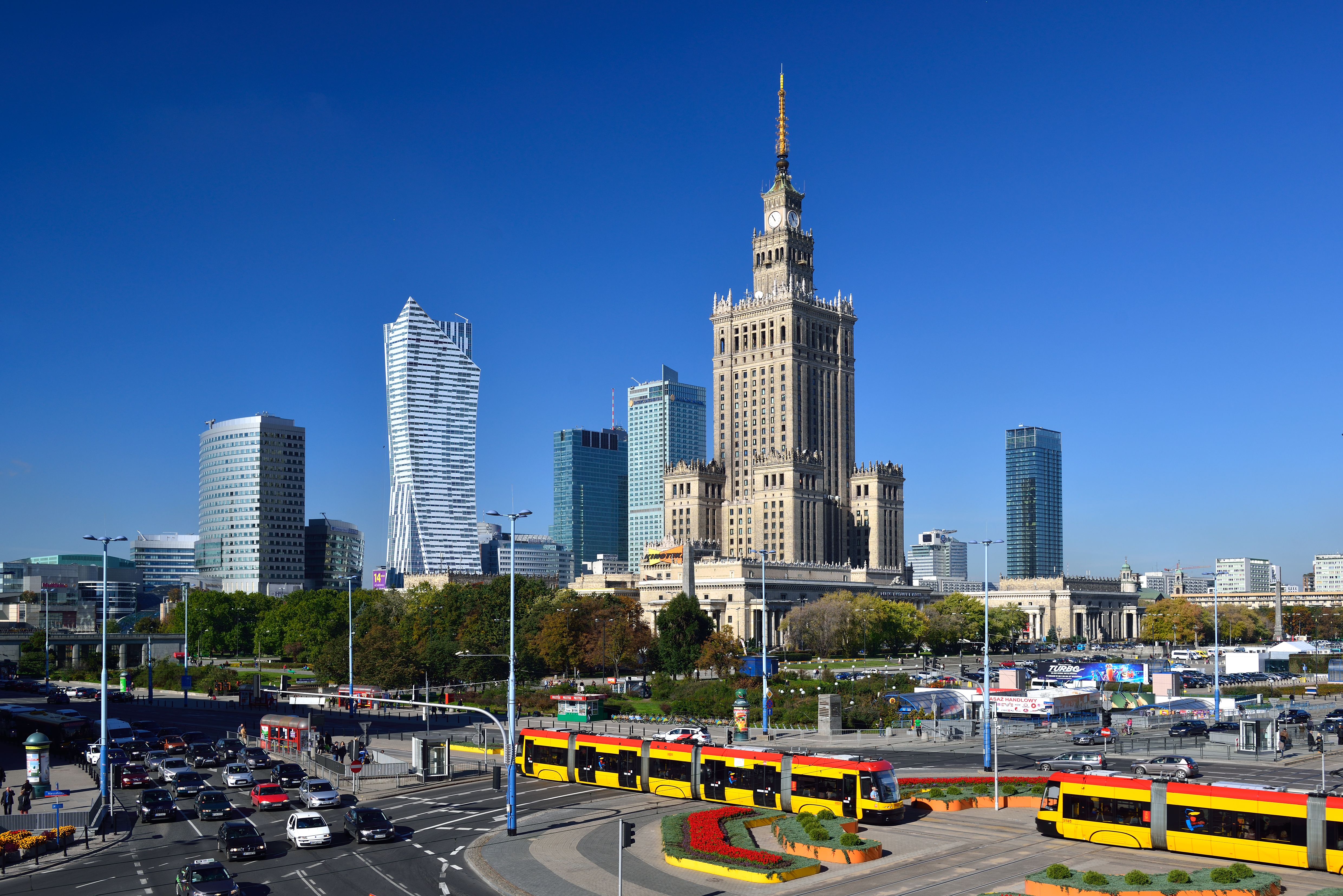 Warsaw's skyline with highrises