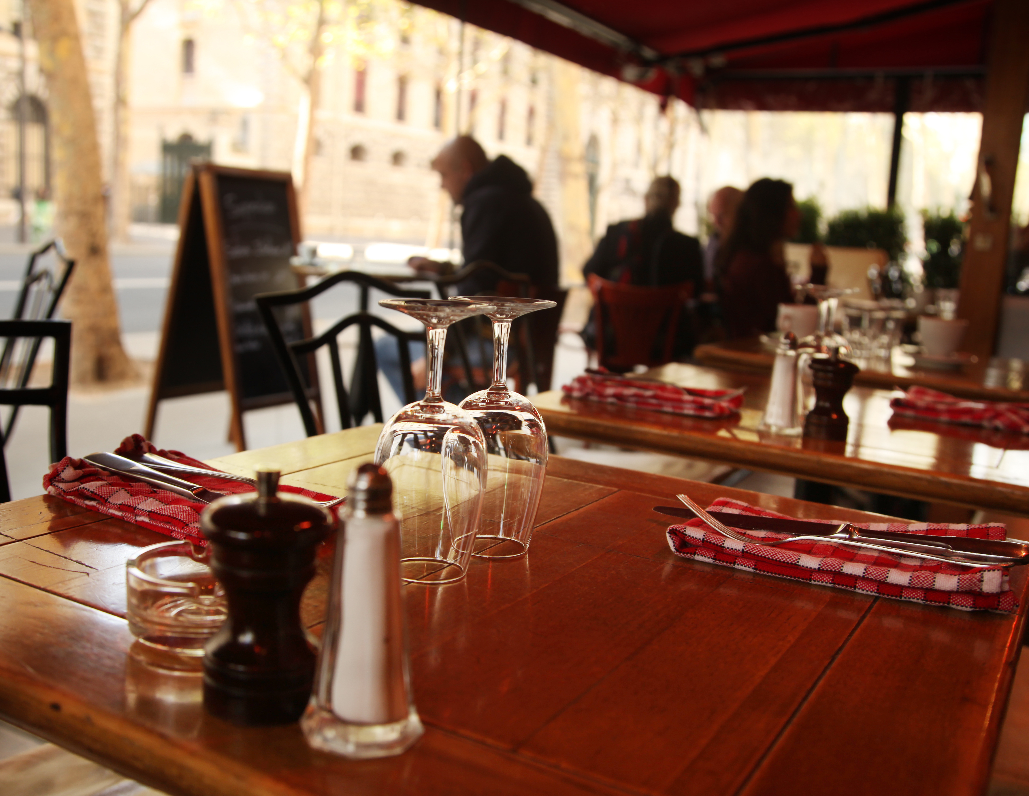 Table at a restaurant in Paris, France