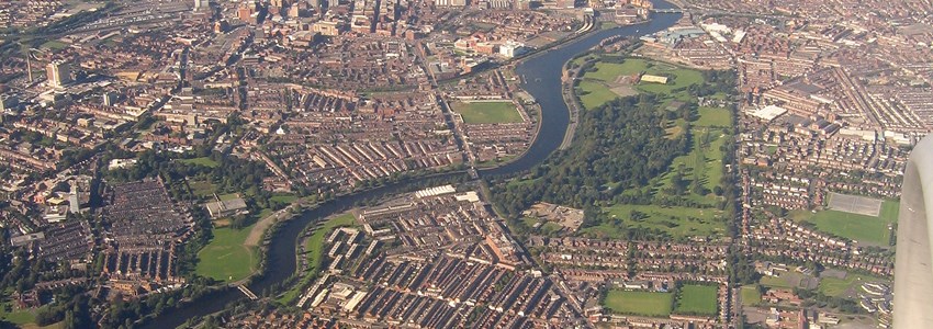 Aerial photo of south-east, central and north Belfast
