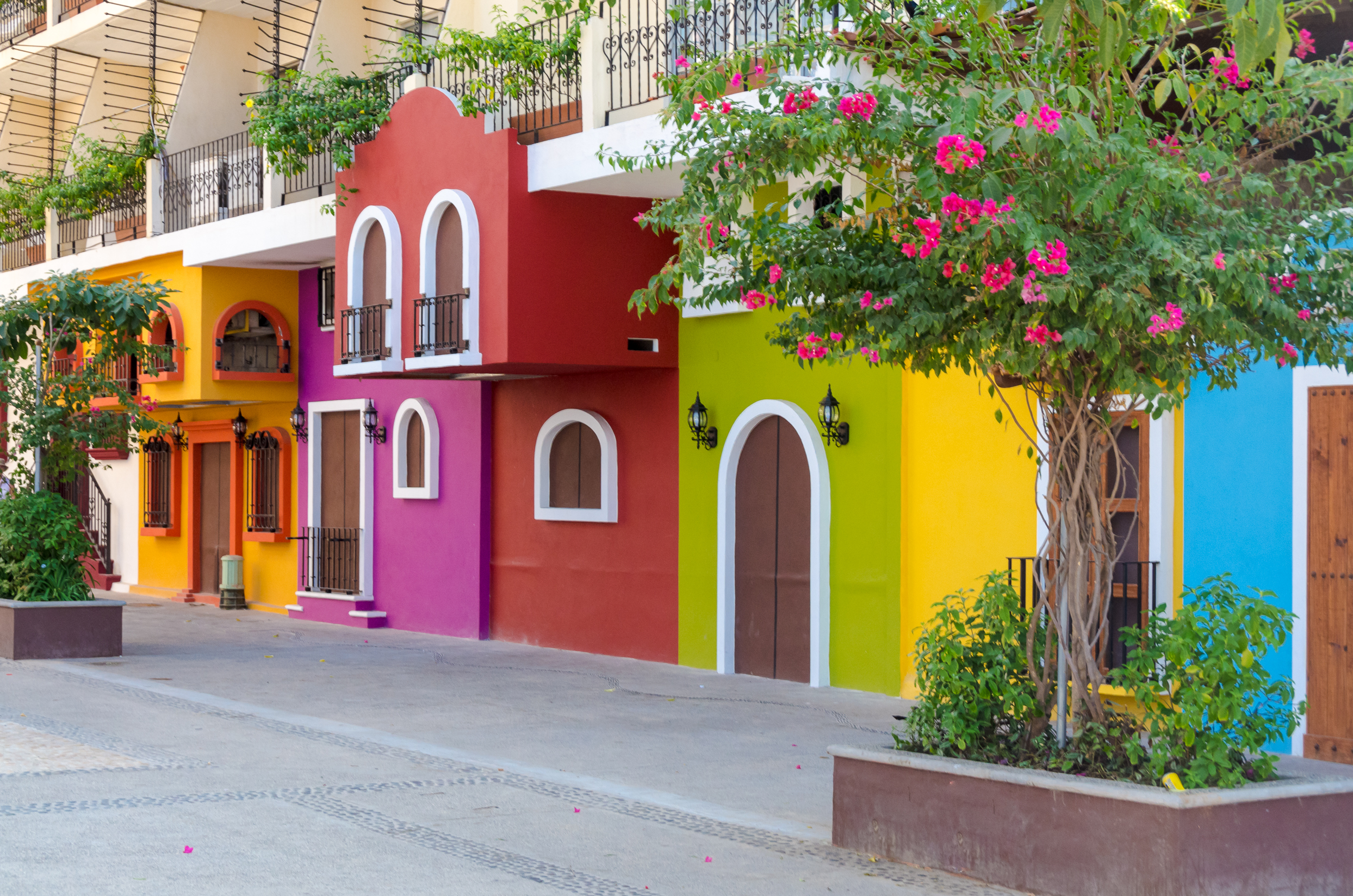 Colorful apartment building in Puerto Vallarta, Mexico.