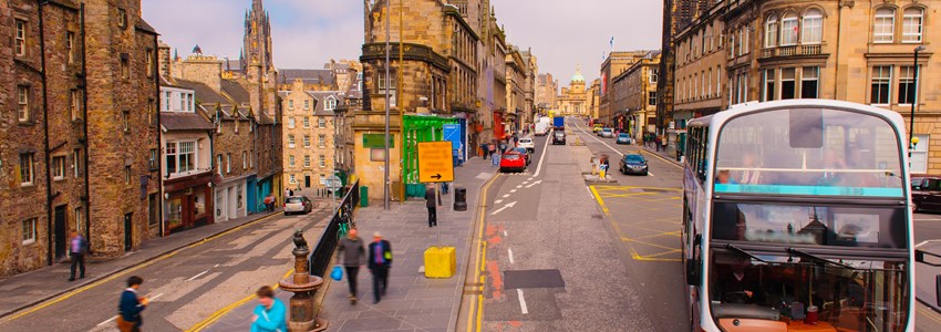 street view of Edinburgh, Scotland, UK