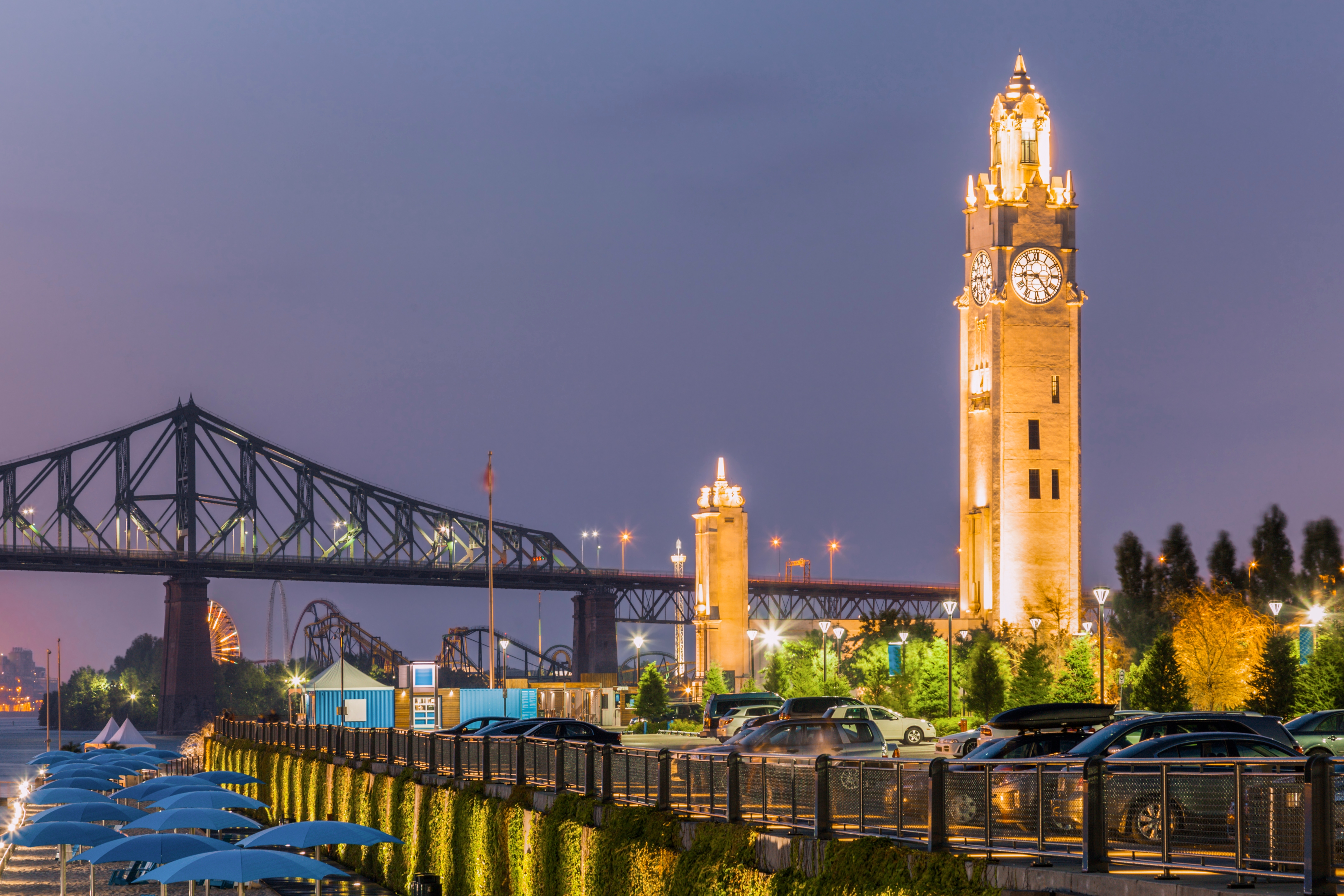 Montreal Clock Tower at night. Montreal, Quebed, Canada.
