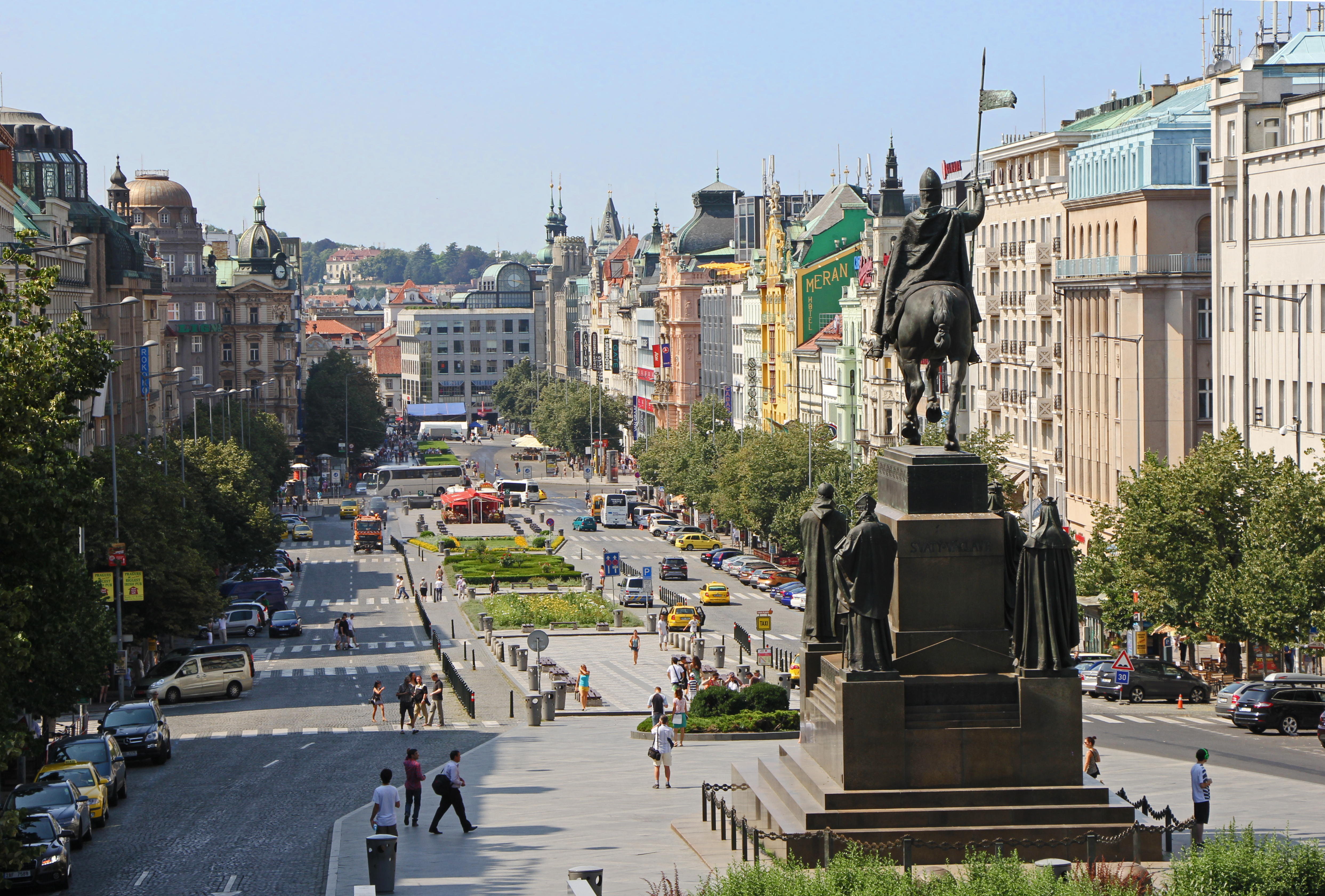 Wenceslas Square in Prague on a summer afternoon
