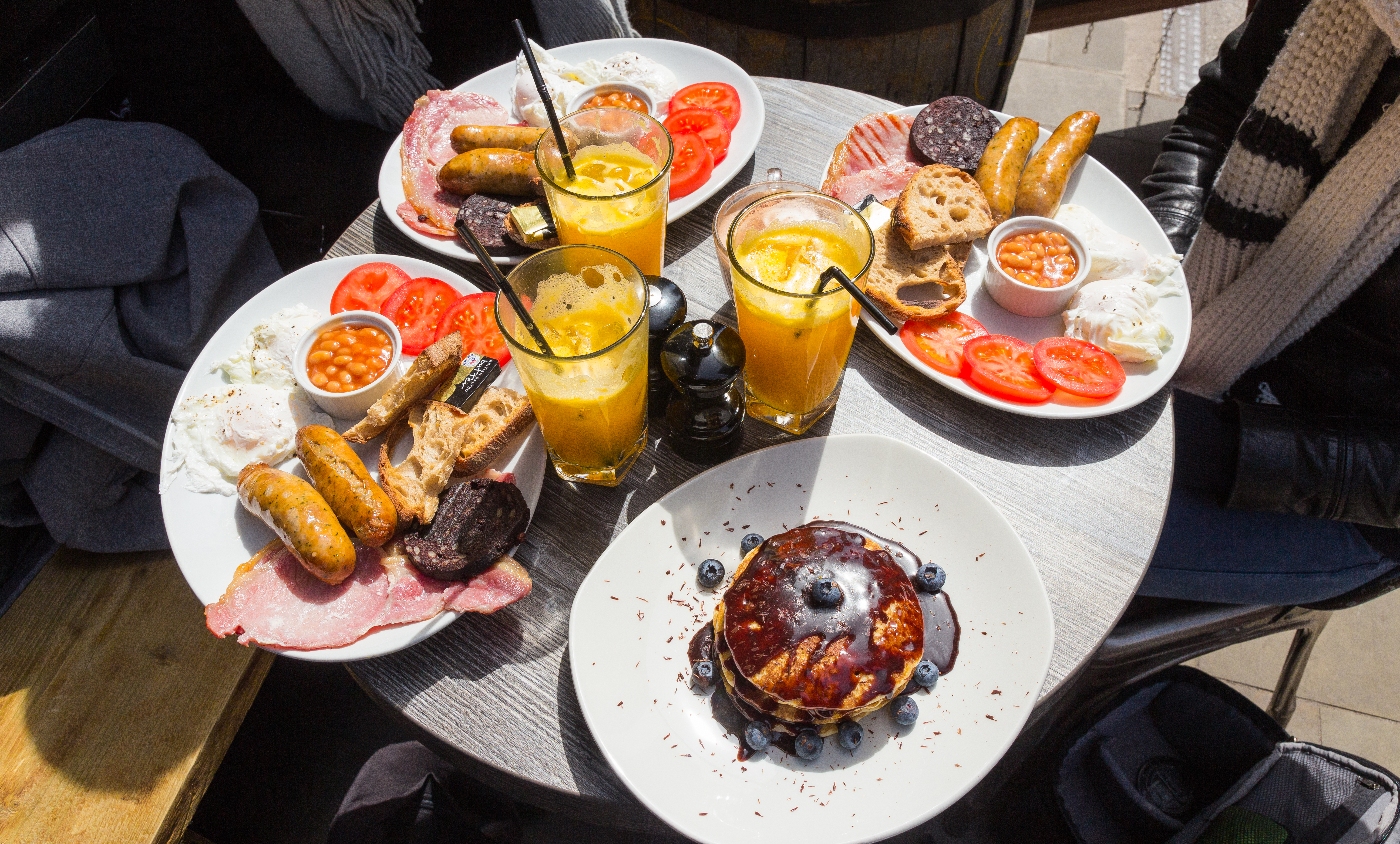 Delicious English breakfast shot in a London restaurant