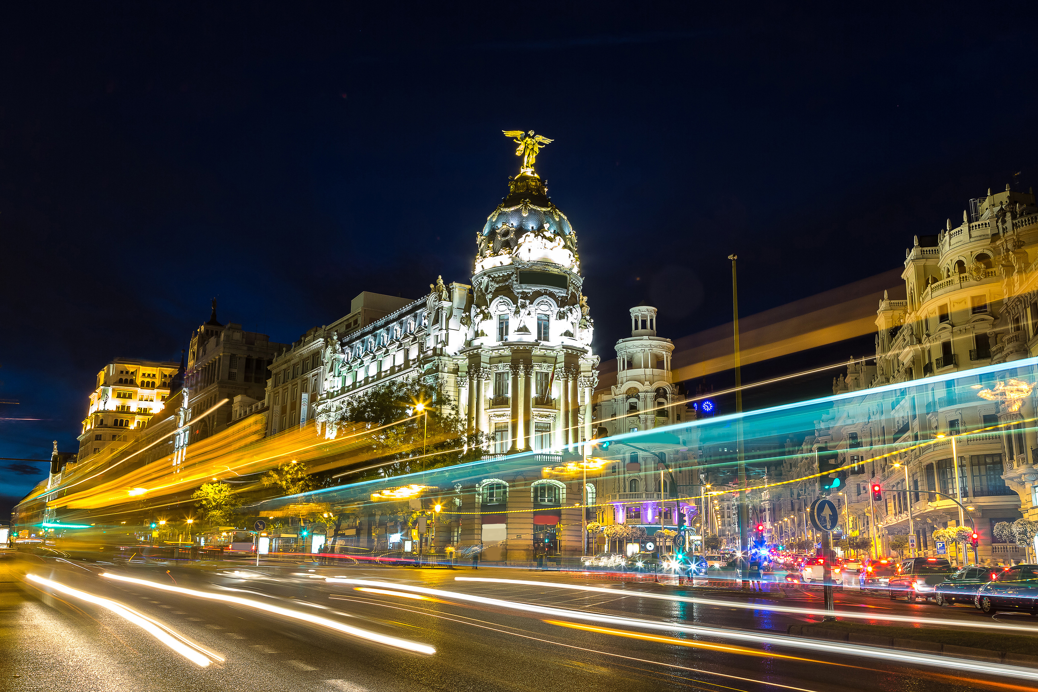 Madrid in a beautiful summer night in Spain